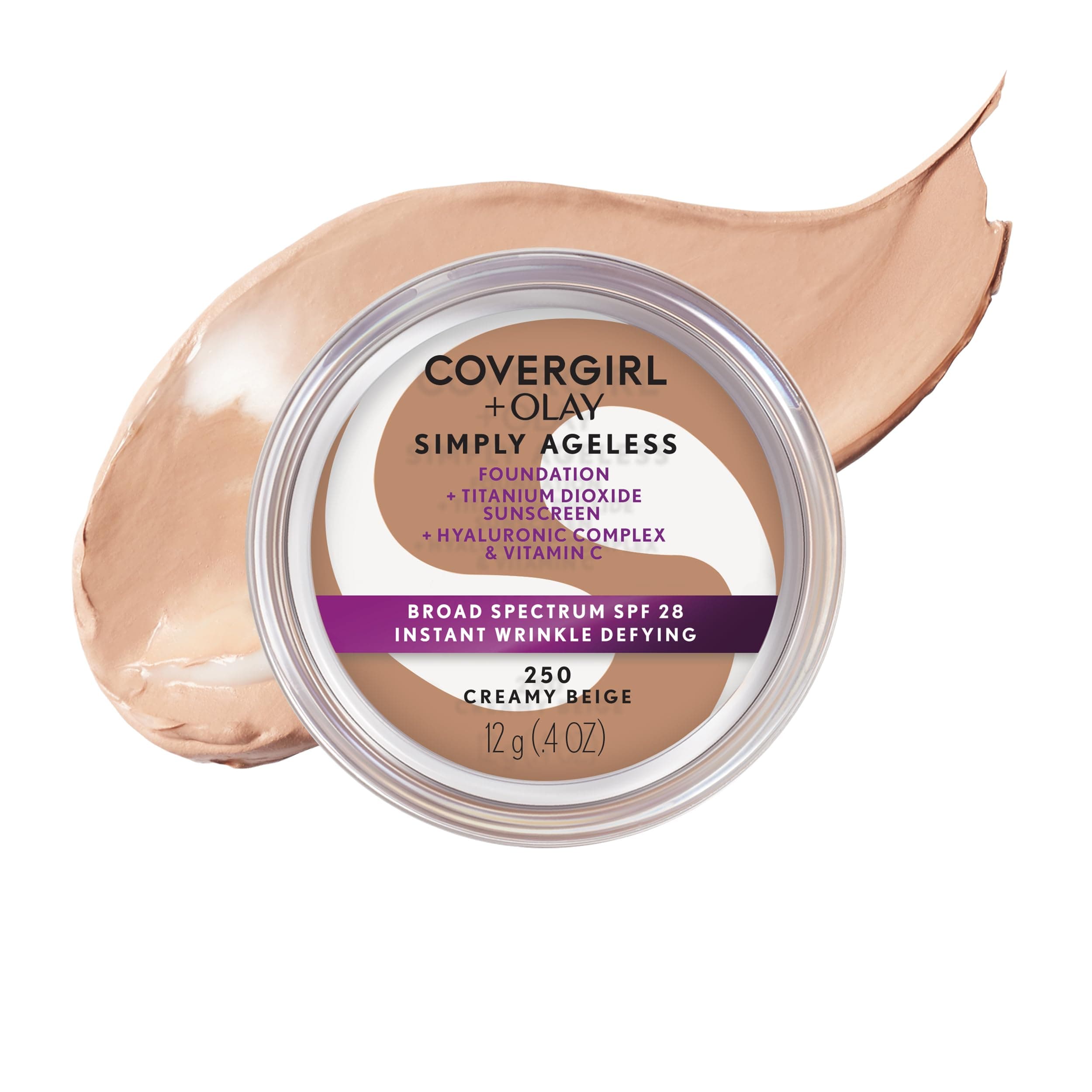 COVERGIRL & OLAY Simply Ageless Instant Wrinkle Defying Foundation, Creamy Beige, 0.4 oz (Packaging May Vary)