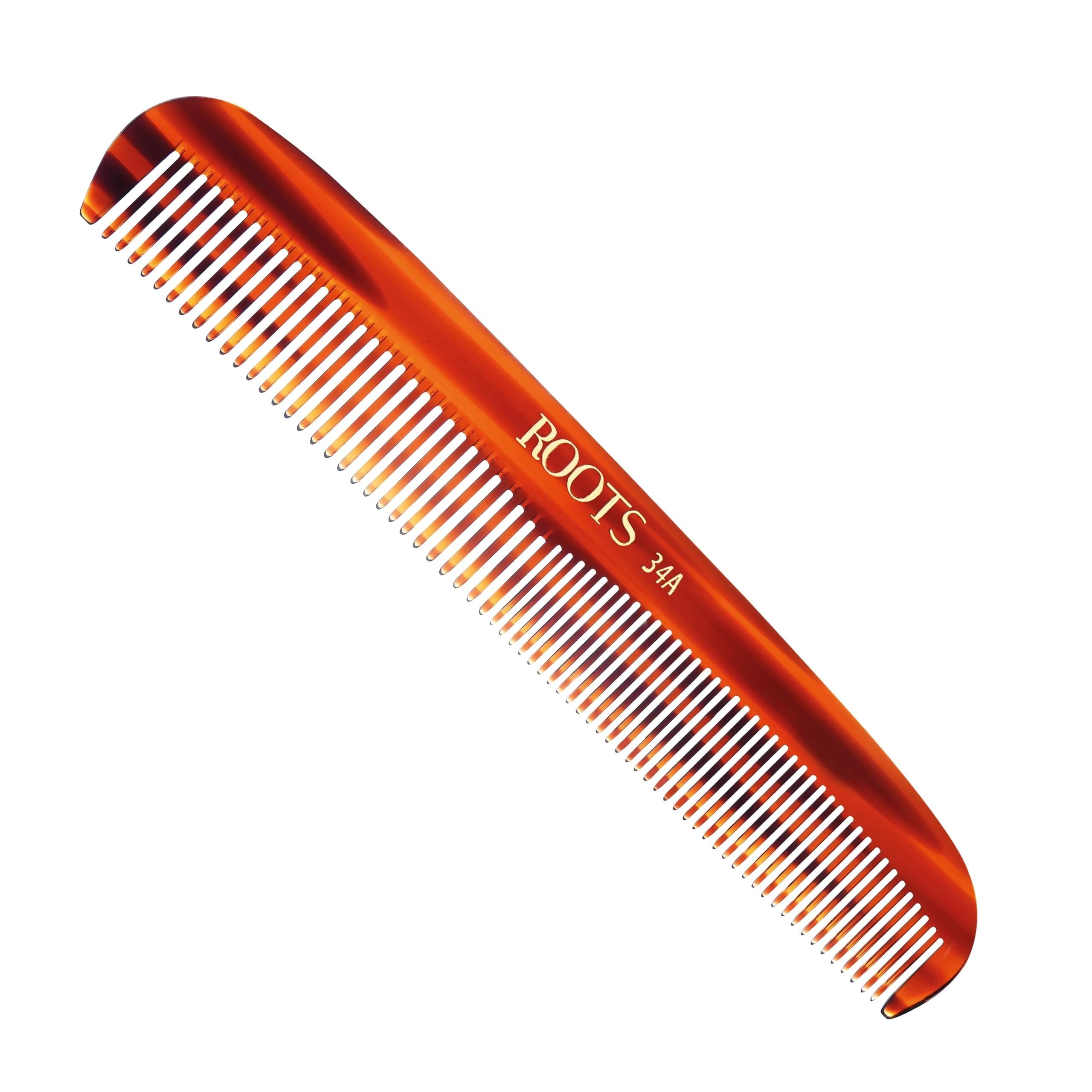 ROOTS Classic Comb | Dual Teeth For Styling/Detangling | Round Teeth prevent Hair & Scalp damage | For Women with Straight, Long, silky, Wavy Hair | Wet & Dry use | Length - 7.2 Inch | Model No - 34A