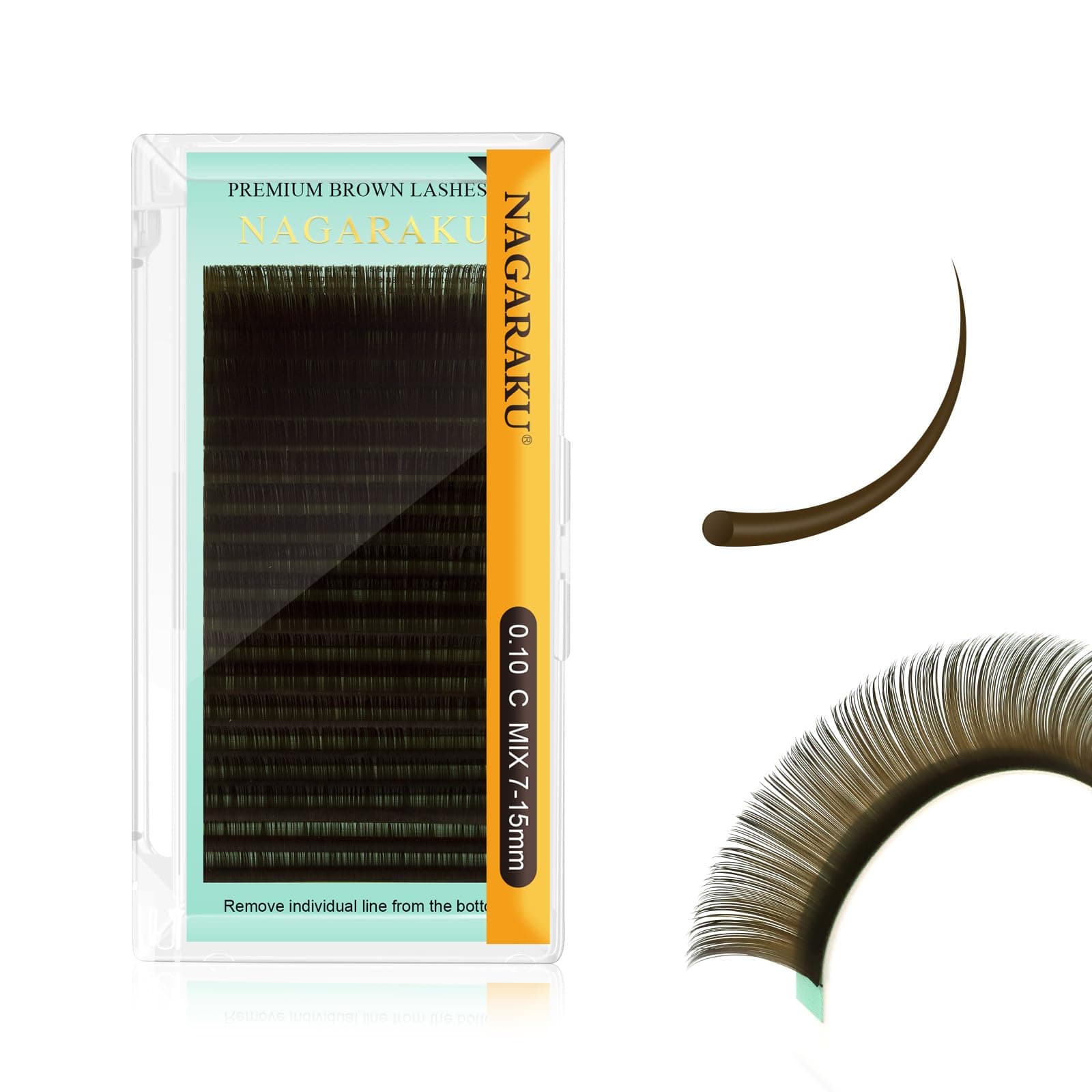 NAGARAKU Brown Color Eyelash Extensions 0.10mm C curl 7-15mm Mix Faux Mink Volume Clusters 20 rows Soft Nature Long Individual False Lashes Professional Beauty Salon Supplies (0.10 C Mix)