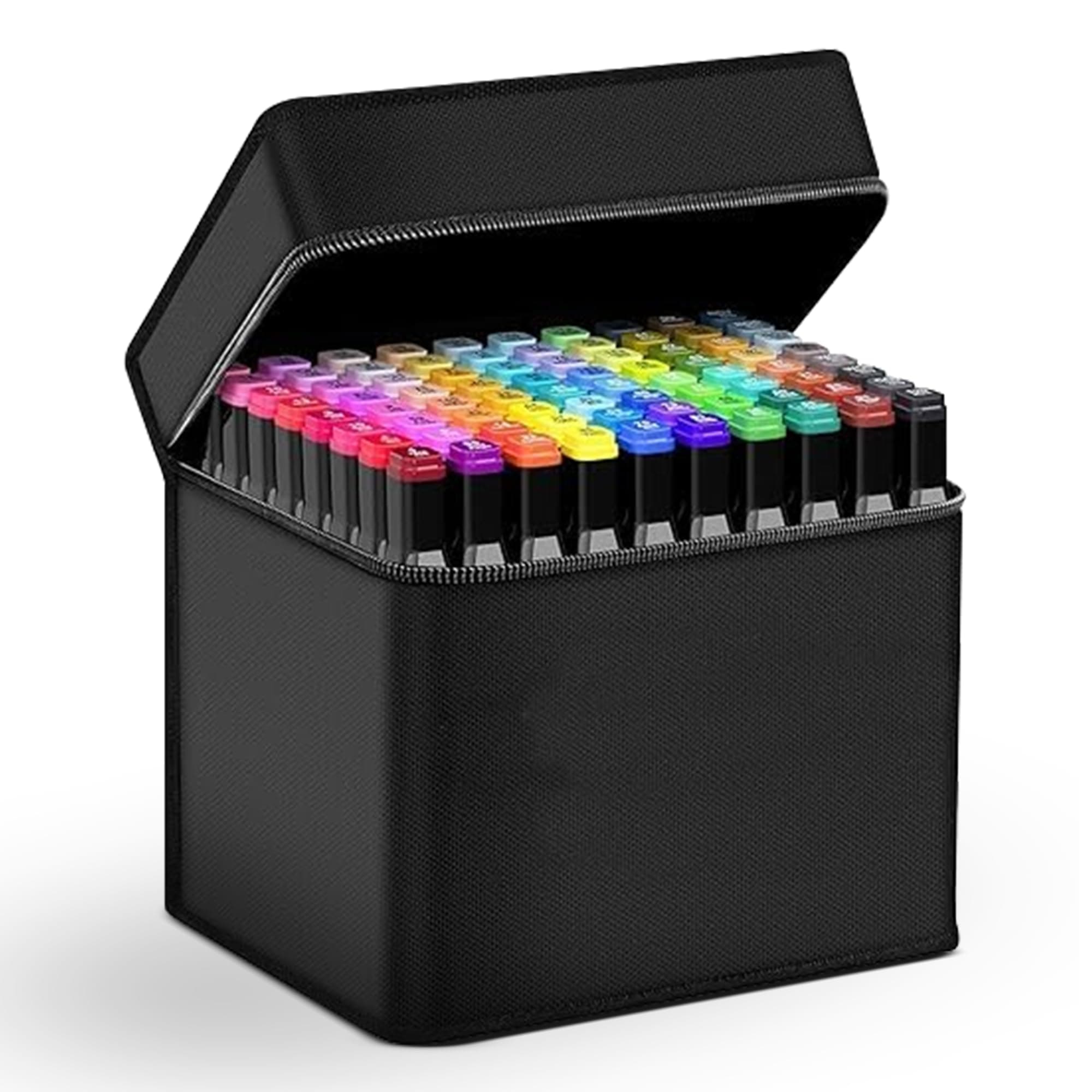 AMIRATE 48 Pcs Dual Tip Markers Set, Non-Toxic Art Supplies For Kids & Adults, Books Pen With Carry Case Set Colour Broad Drawing Sketching (48), Multicolor