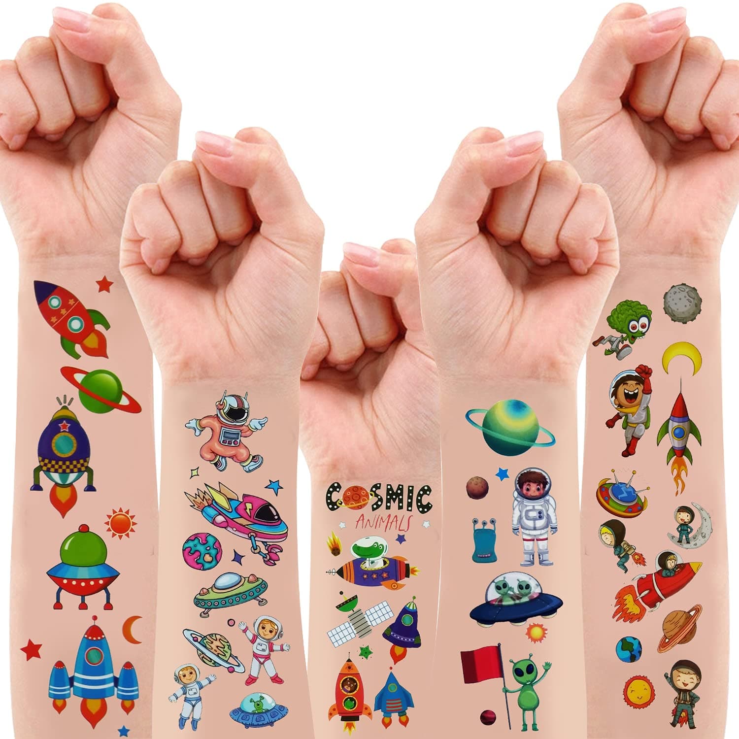 Party Propz Space Theme Tattoo Sticker For Kids - Set of 10 Pcs Space Theme Gifts Sticker Tattoo | Temporary Tattoo For Kid | Water Tattoos For Kids | Temporary Tatoo Stickers