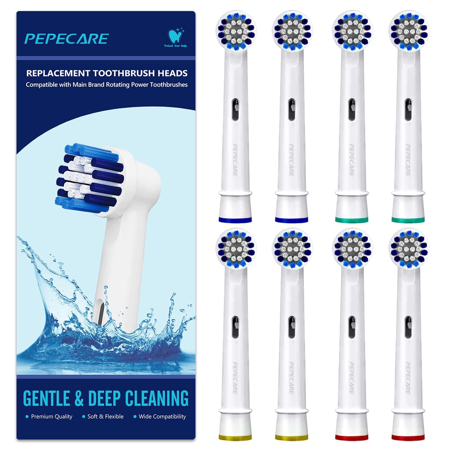 8 Pack Replacement Toothbrush Heads Compatible with Braun Oral-B Professional Care 500 1000 2000 2500 3000 5000 Vitality Pro Smart Genius Toothbrushes