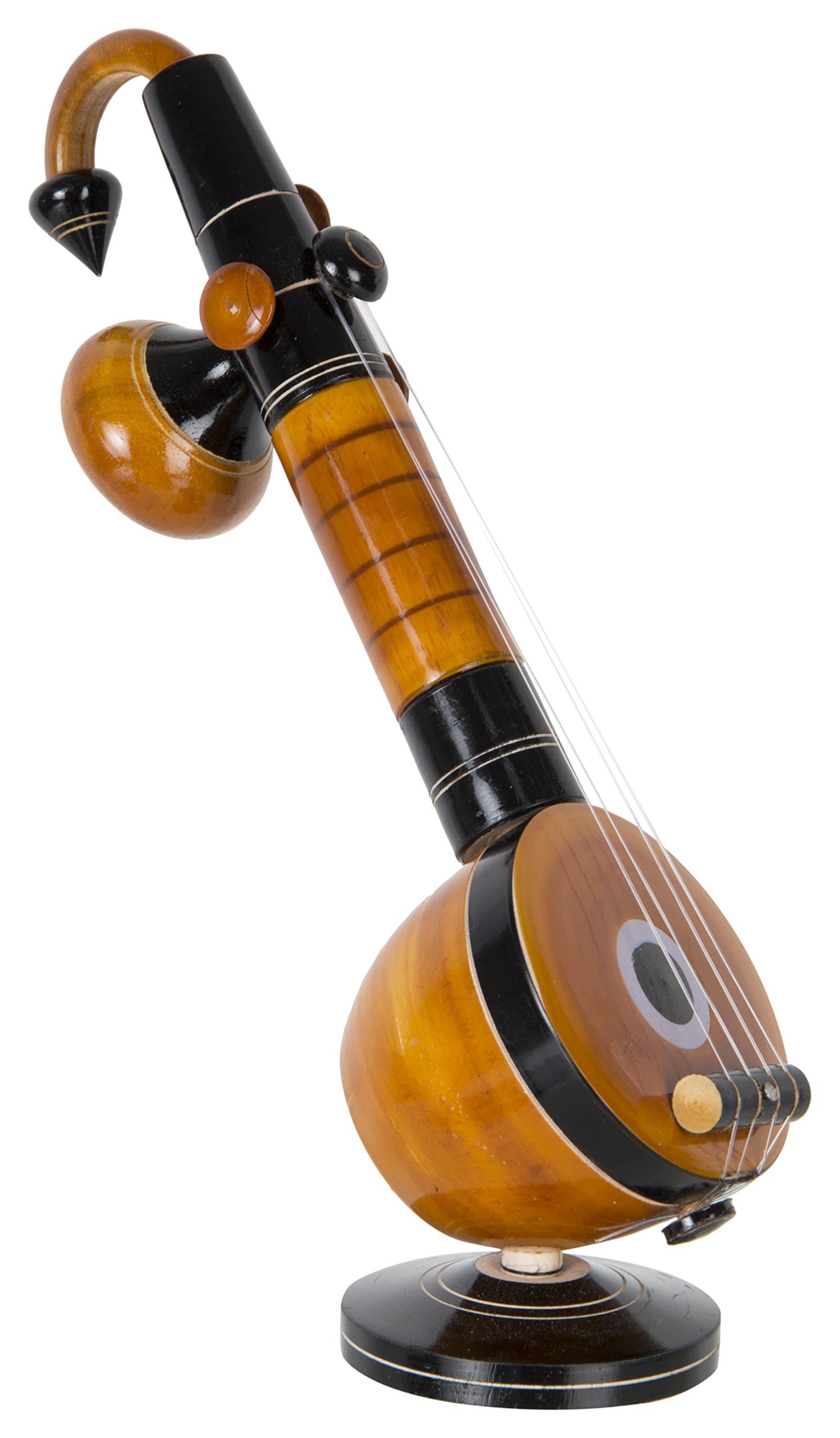 Naanjil Eco Friendly Eucalyptus Wooden Veena Home Decor Showpiece (9 cm x 9 cm x 27 cm, Brown)
