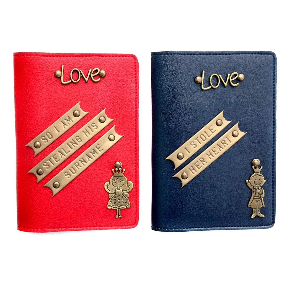 The Bling Stores PU Leather Love Quoted Passport Covers 'Specailly for Couples for Your Loved Once||Valentines Gift|| Anniversary Gift|| Surprise Gift (Red & Blue)