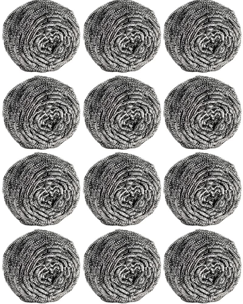 12Pcs Steel Wool Scrubber Pads for Cleaning Dishes, Pans, Pots, Ovens, Grills, Sinks - Stainless Steel Scrubbers for Kitchen, 12 Pack
