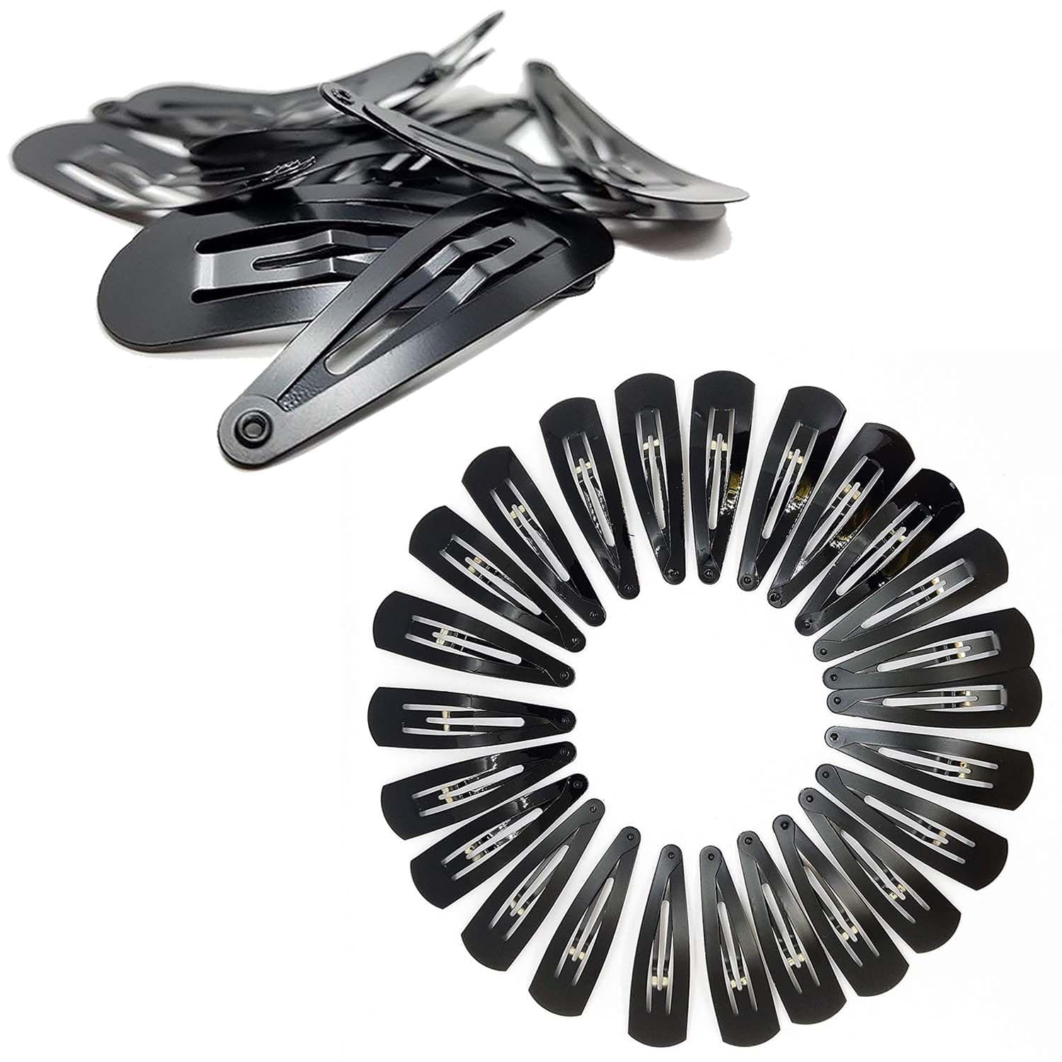 TEMPERIA Tic Tac Hair Clips for Girls (Pack of 12 pcs) (5cm) (Matte Black) - Tik Tak Pins for Women