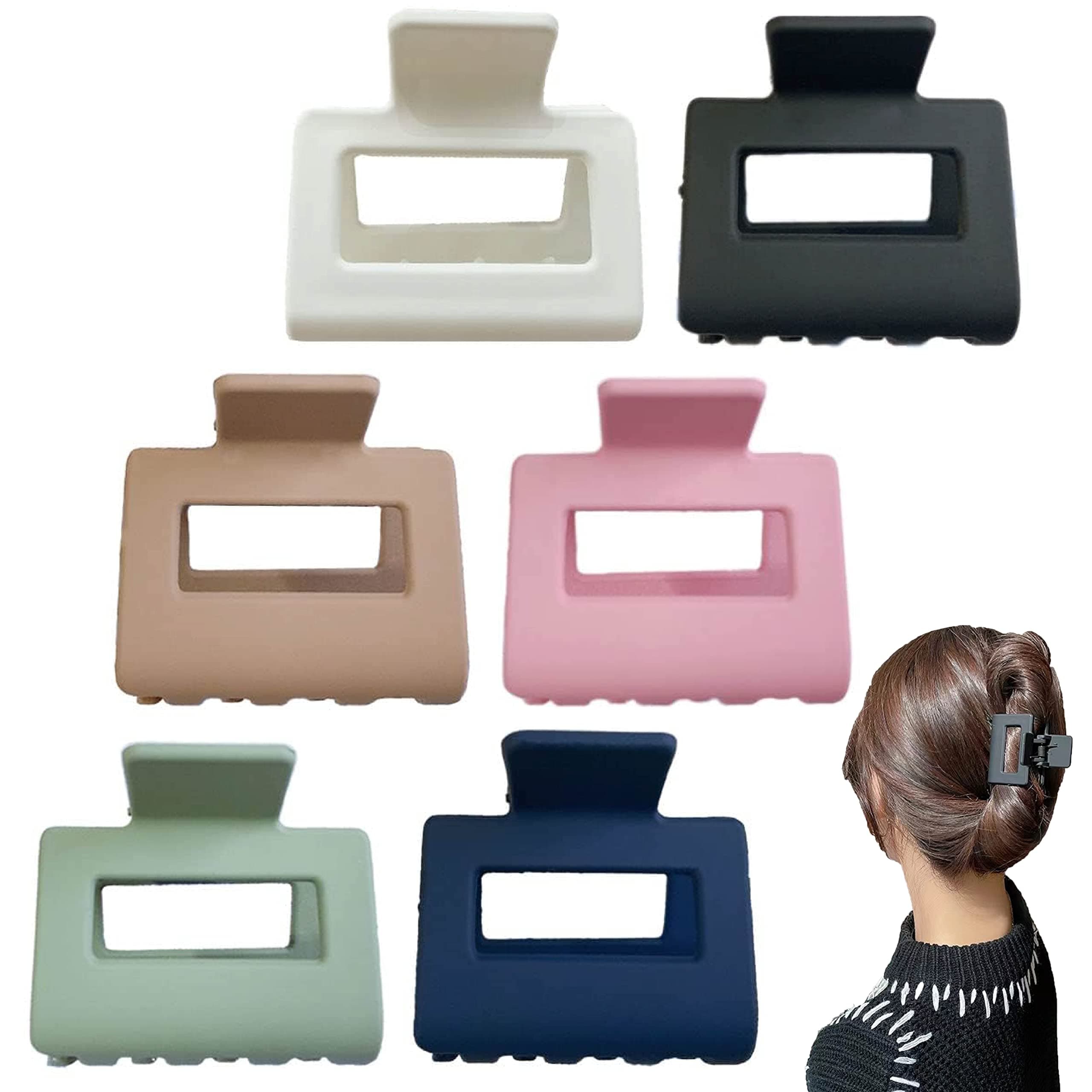Hair Claw Clips，Non slip Hair Clip，2" Matte Small Hair Clips，Strong frosted hair clips women，6-pack of hair claws in different colors，Simple, elegant and durable