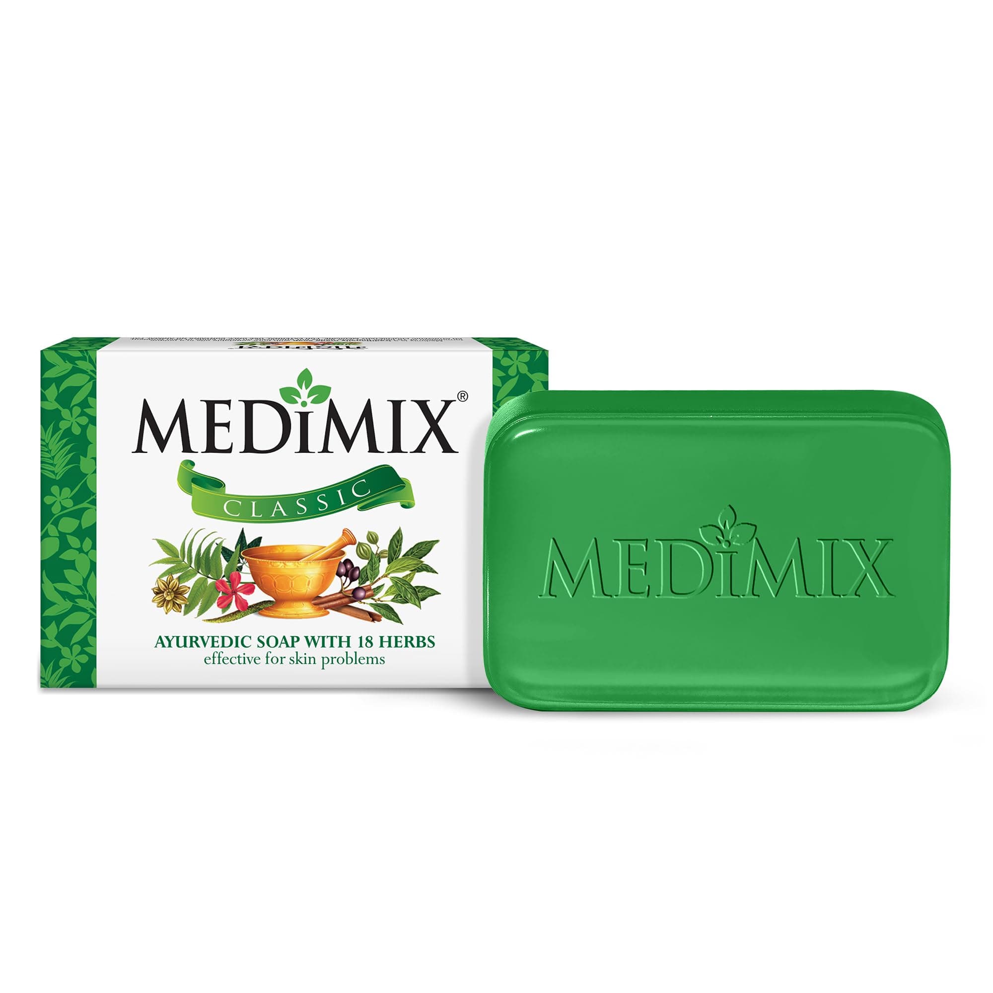 Medimix Classic Ayurvedic Traditionally Made Soap 75g | Infused with 18 Herbals | Effective for Skin Problems