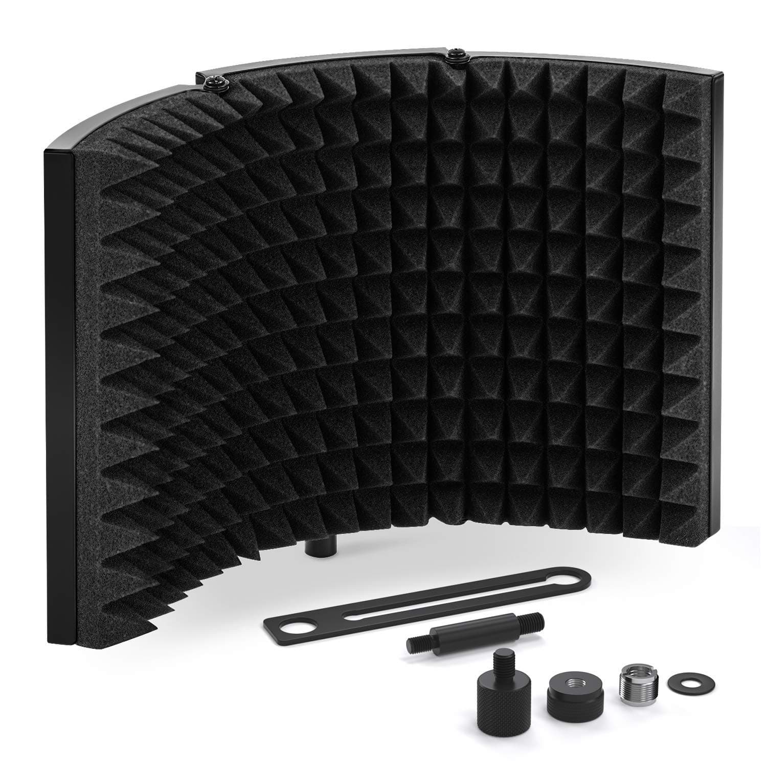 TONOR Wireless Microphone Isolation Shield, Mic Sound Absorbing Foam Reflector for Any Condenser Recording Equipment Studio (Black)