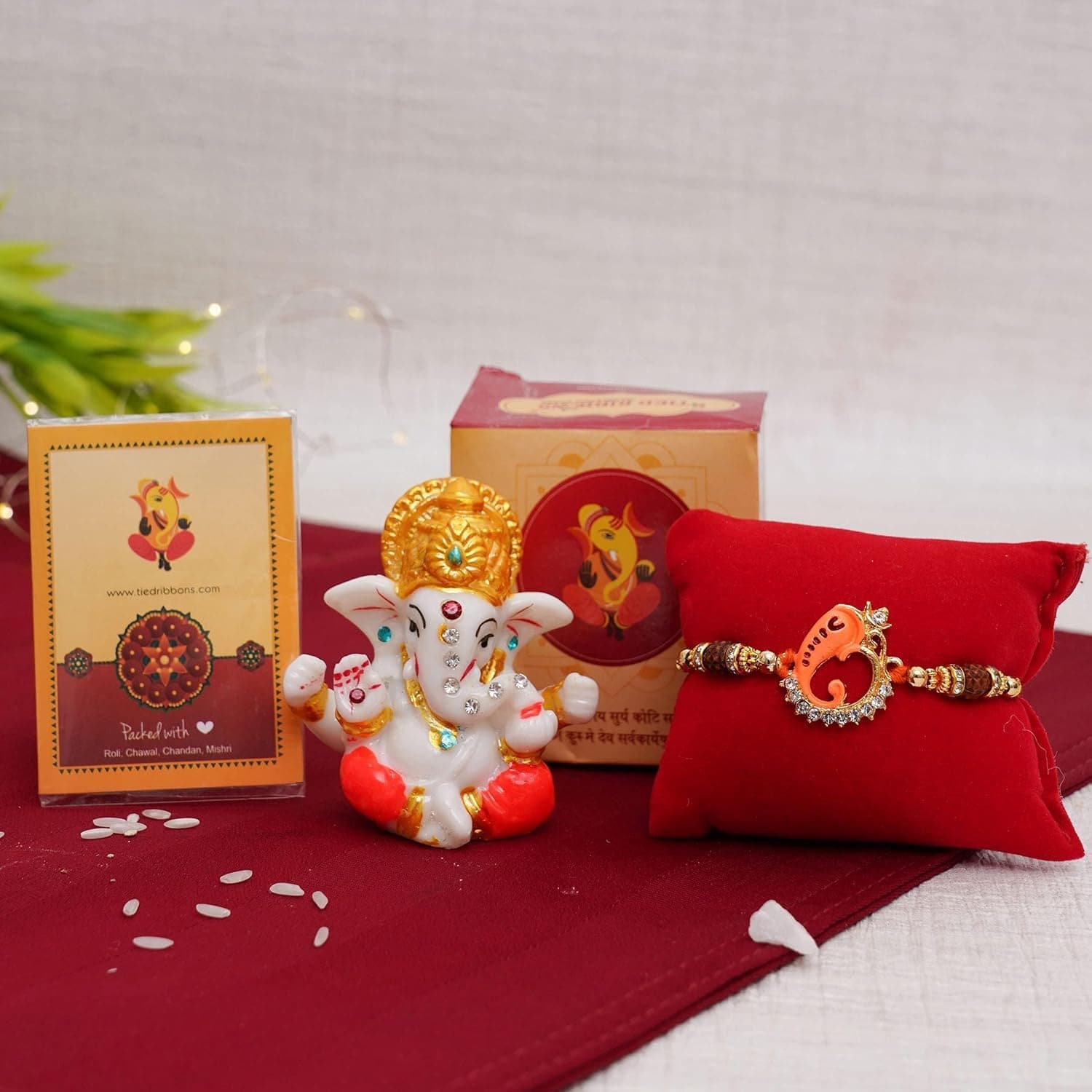 TIED RIBBONS Designer Rakhi for Brother -Premium Ganesha Figurine Rakhi Gifts for Brother - (Resin, Multicolour)