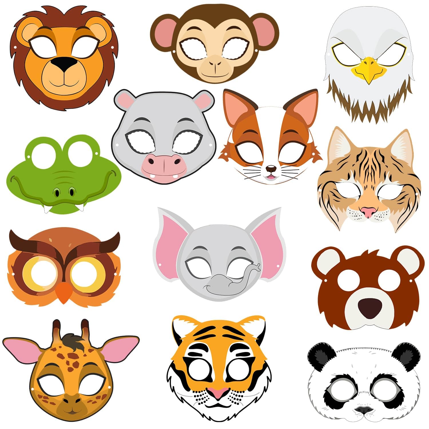 ZYOZIQUE 13 Piece Animaal Masks Animaal Happy Birthdaay Party Decoration 13 Pcs Animaal Eye mask Jungle Birthdaay Theme Decoration,Jungle/Safari Themes Party Favors Kids 1st Birthdaay Decoration