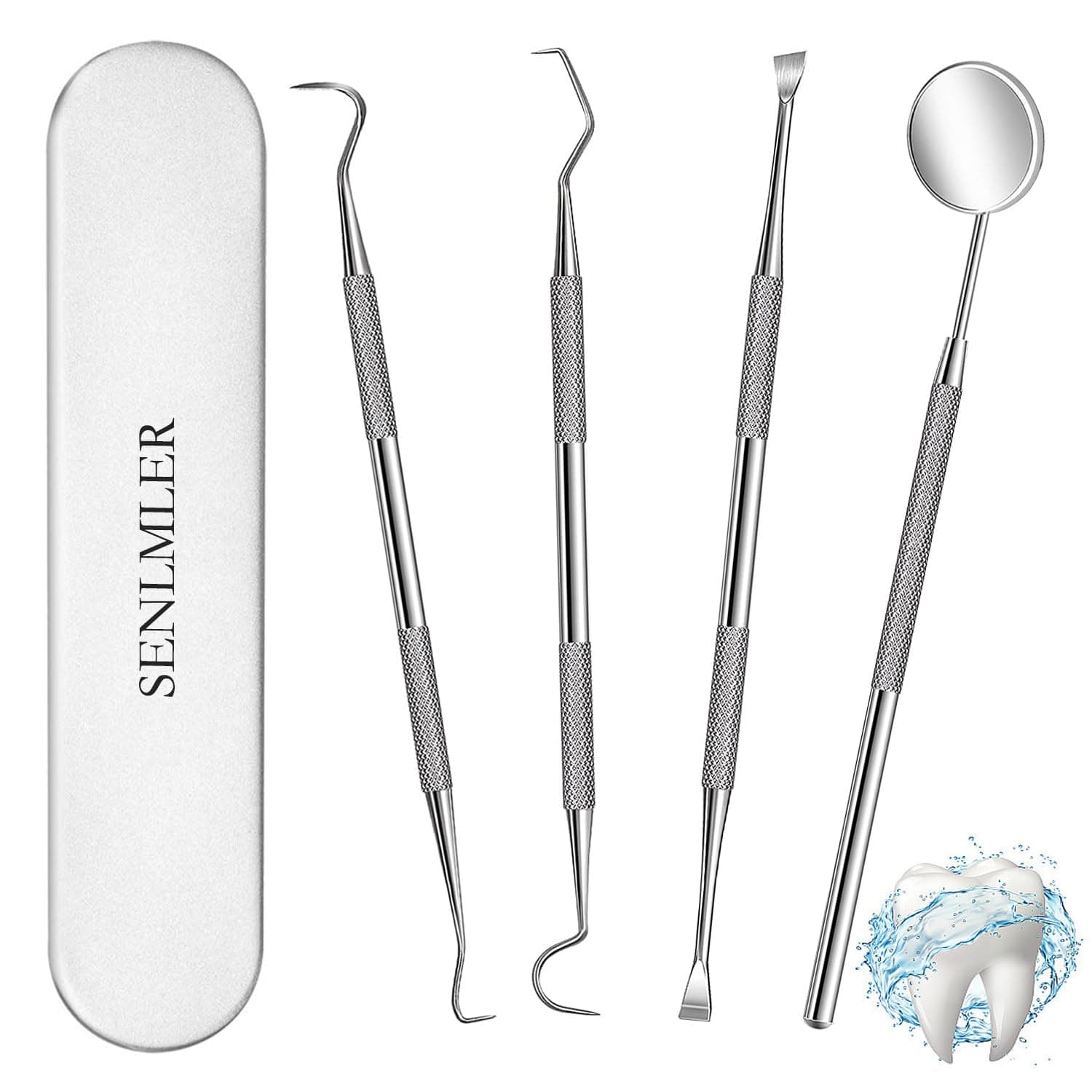 SENLMLER Professional Dental Pick Tools Kit, Teeth Cleaning Calculus Remover Tool for Dentist, Personal Using, Pets Oral Care Set with Dental Mirror Dental Tartar Scraper Dental Probe and Storage Box
