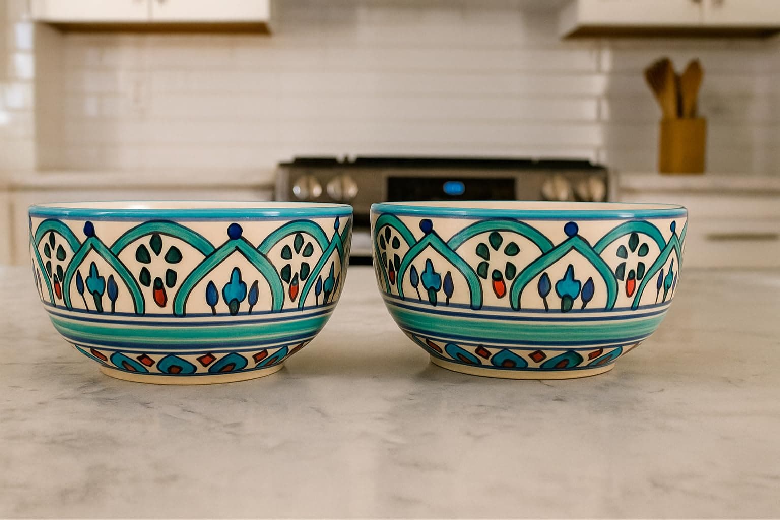 HS HINDUSTANI SAUDAGAR Hand Painted Serving Bowl Set of 2, 750 Ml Each