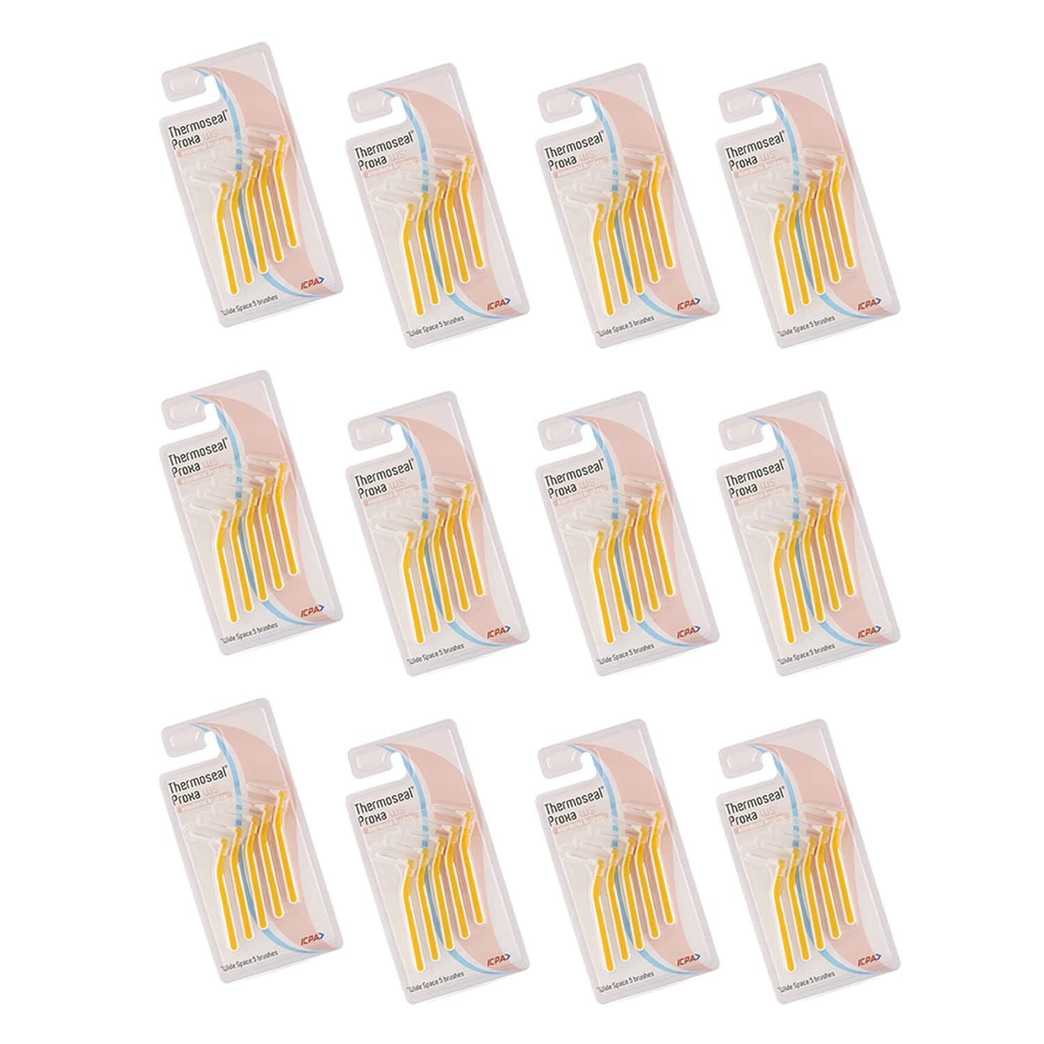 ICPA Interdental Manual Thermoseal Proxa Wide Space Brush For Adult | Dental Brush | Easy Cleaning between teeth (Multicolor, Pack of 12)