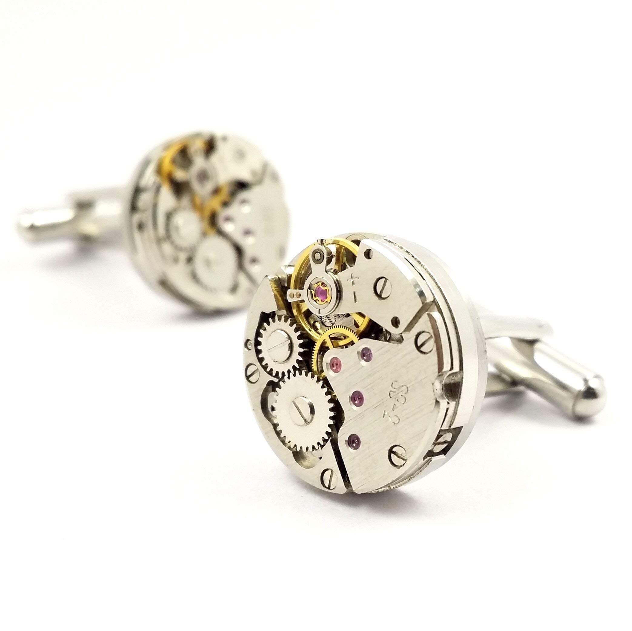 LBFEEL Cool Watch Movement Cufflinks for Men with a Gift Box
