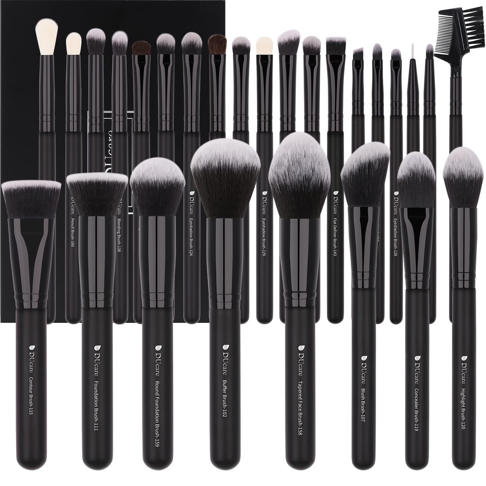 DUCARE Synthetic Bristles Makeup Brushes - Black , Pack of 27 , DRM-DF2725