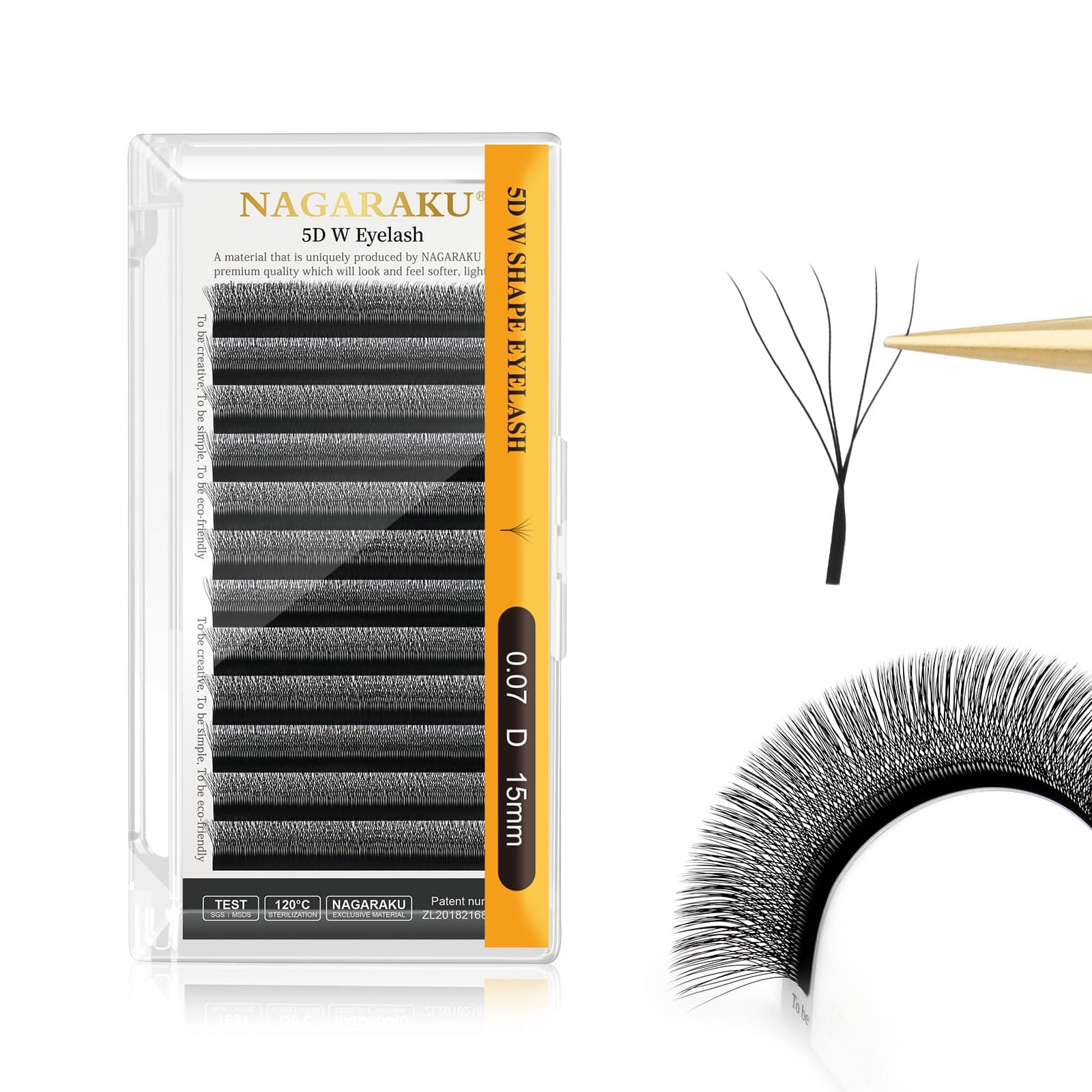 NAGARAKU W Eyelash Extension 5D Volume Premade 0.07mm D curl 15mm Faux Mink Matte Black Cluster Easy Fanning yy Eye Lashes