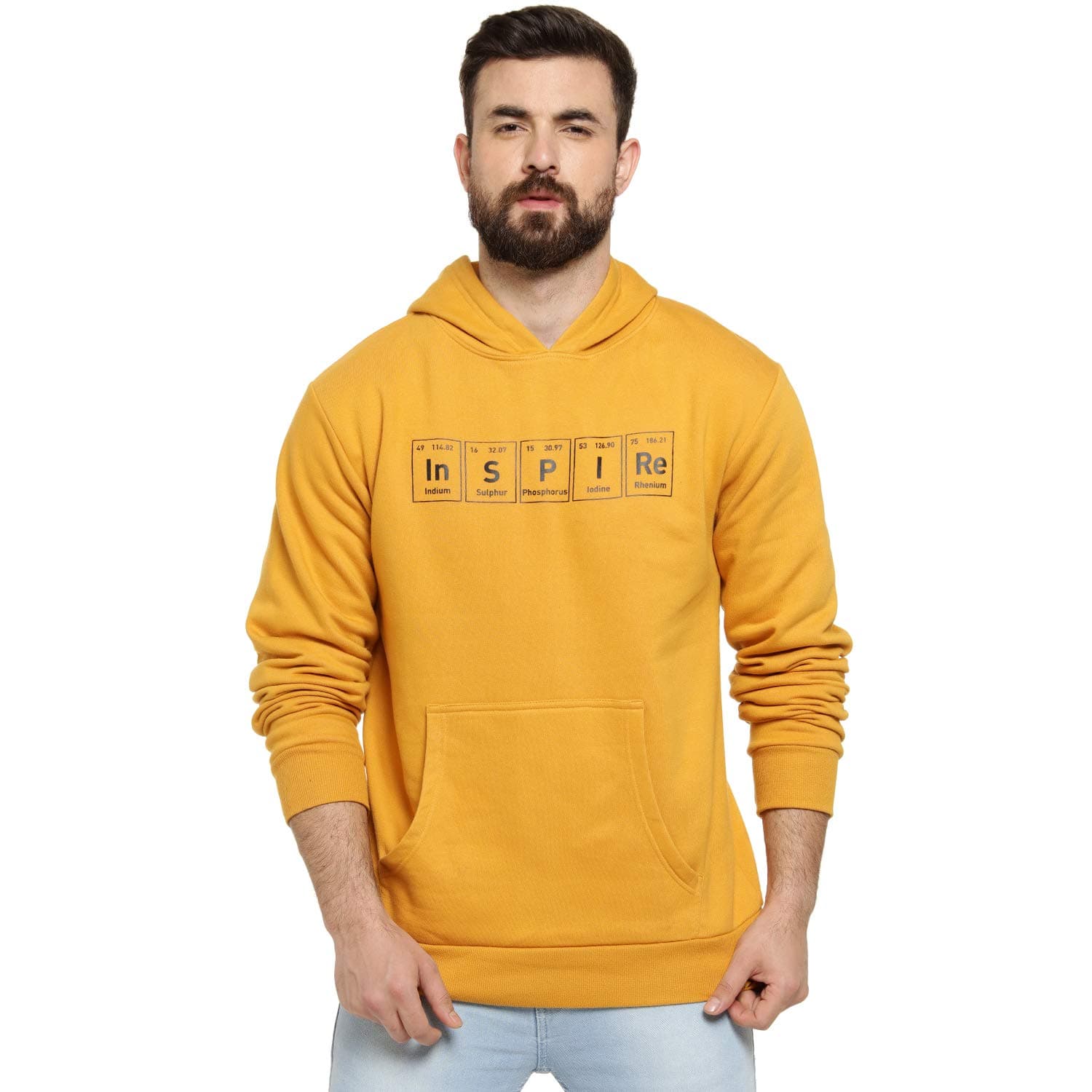 CAHOOT Men's Mustard Yellow Inspire Hoodie with Kangaroo Pocket for Casual Wear | Hooded Neck | Long Sleeve | Pull On Closure | Cotton Sweatshirt Crafted with Comfort Fit for Everyday Wear