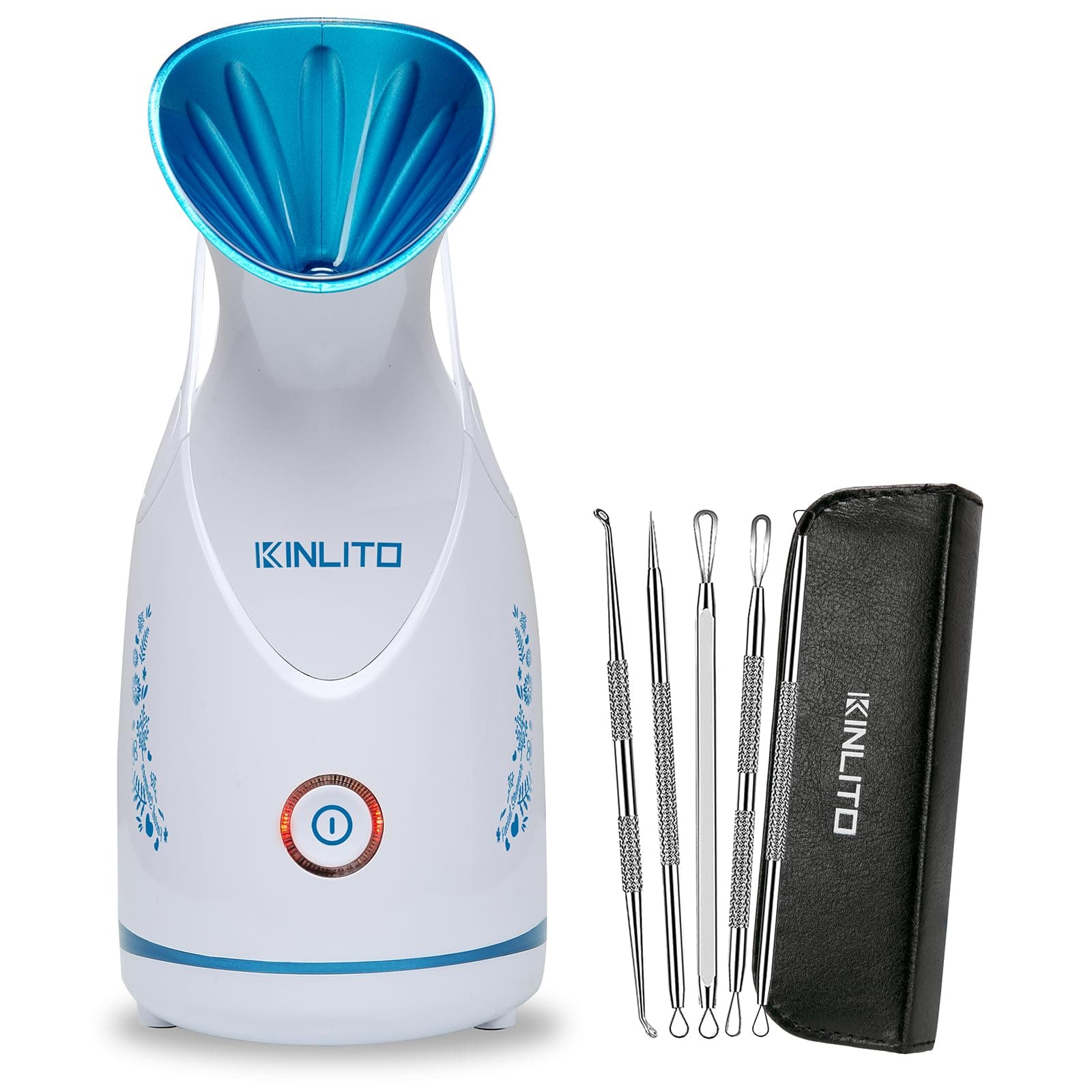 KINLITO Facial Steamer Ionic Facial Home Warm Mist Small Facial Steamer Deep Cleansing Unclog Pores with Blackhead Remover Kit A