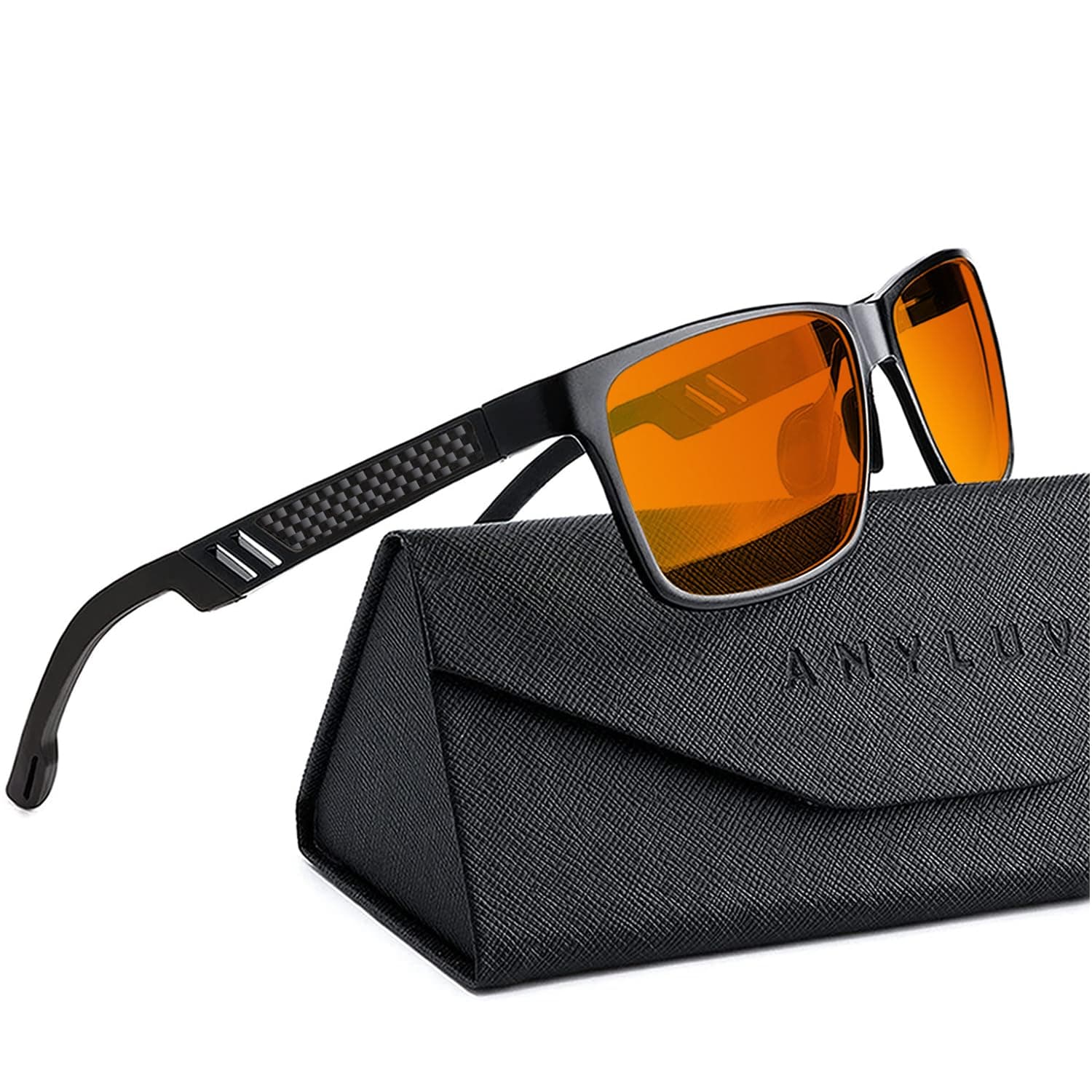 ANYLUV Upgraded Blue Light Blocking Glasses Women Men - Computer Gaming Glasses,Anti Eyestrain (Black Frame Orange Lens)
