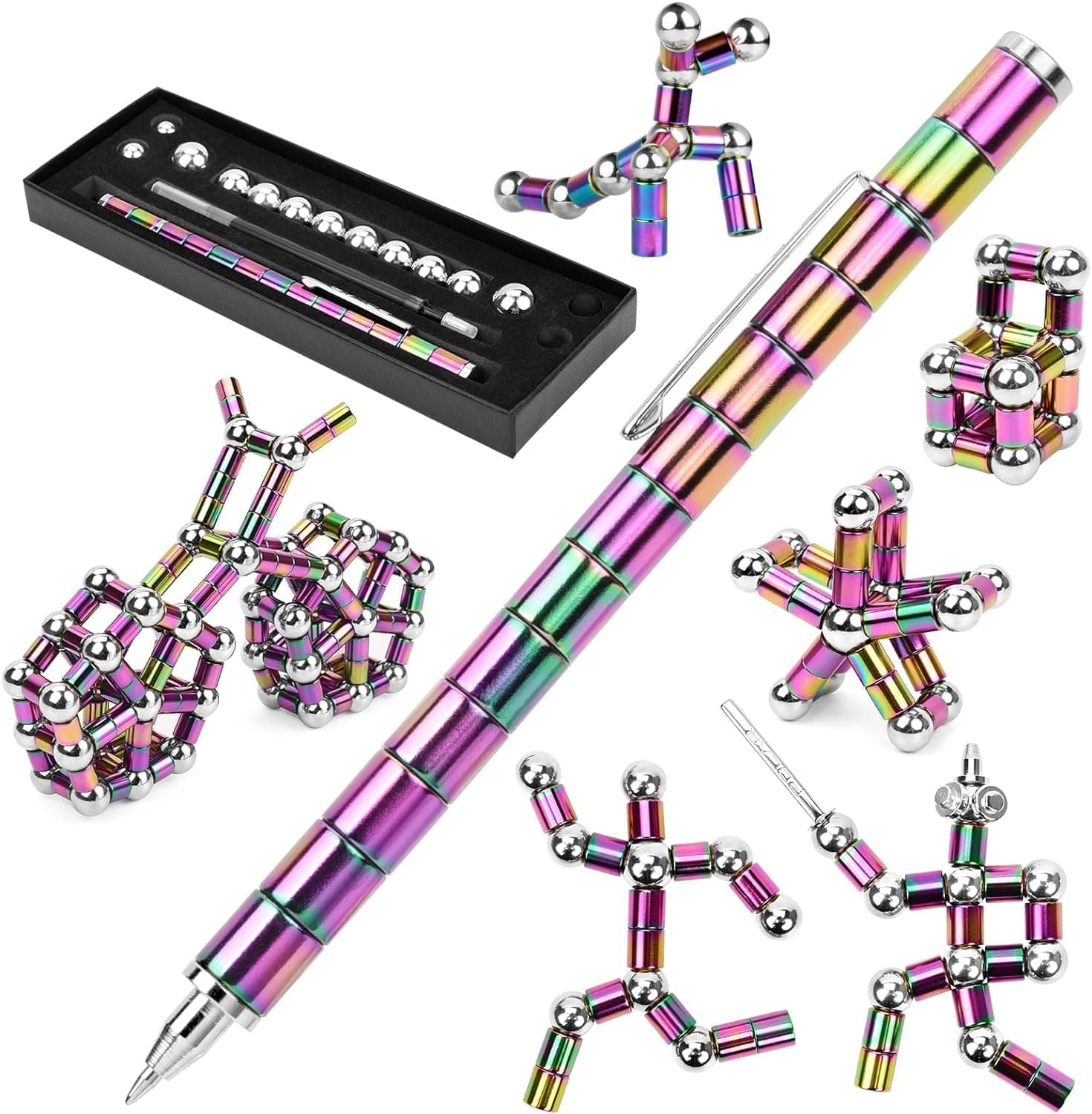 ANISTOLL Magnetic Pen, Fidget Pen, Decompression Magnetic Toy Pen, Gift for Teenage Boys, Best Gift for 8-12 Years Old, Novelty Toy Gift for Kids or Friends (Rainbow)