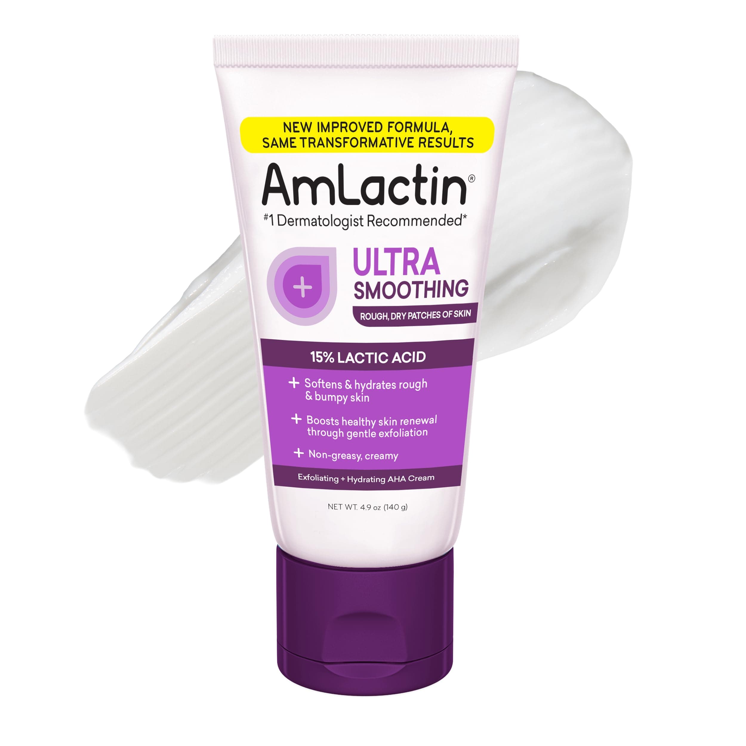 Amlactin Ultra Smoothing Intensely Hydrating Cream | Softens Rough, Bumpy Areas Of Dry Skin | Powerful Alpha-Hydroxy Therapy Gently Exfoliates | Lactic Acid (Aha) | Non-Greasy | 4.9 Oz. Tube