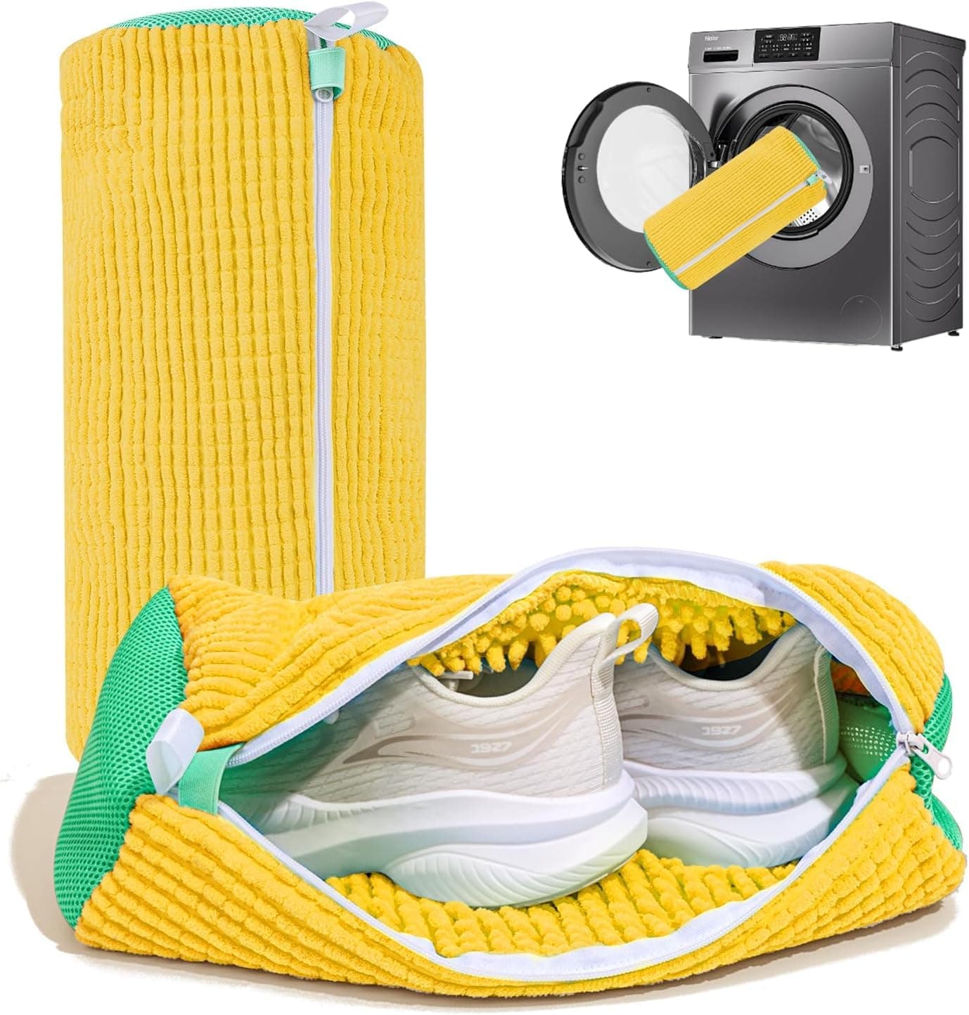 Shoe Cover Laundry Bag for Washing Machine, Reusable Shoe Bag with Zipper for Washer, Microfiber Protective Pouch for Machine Wash, Prevents Damage and Noise, Fits All Shoe Sizes.(Multicolor)
