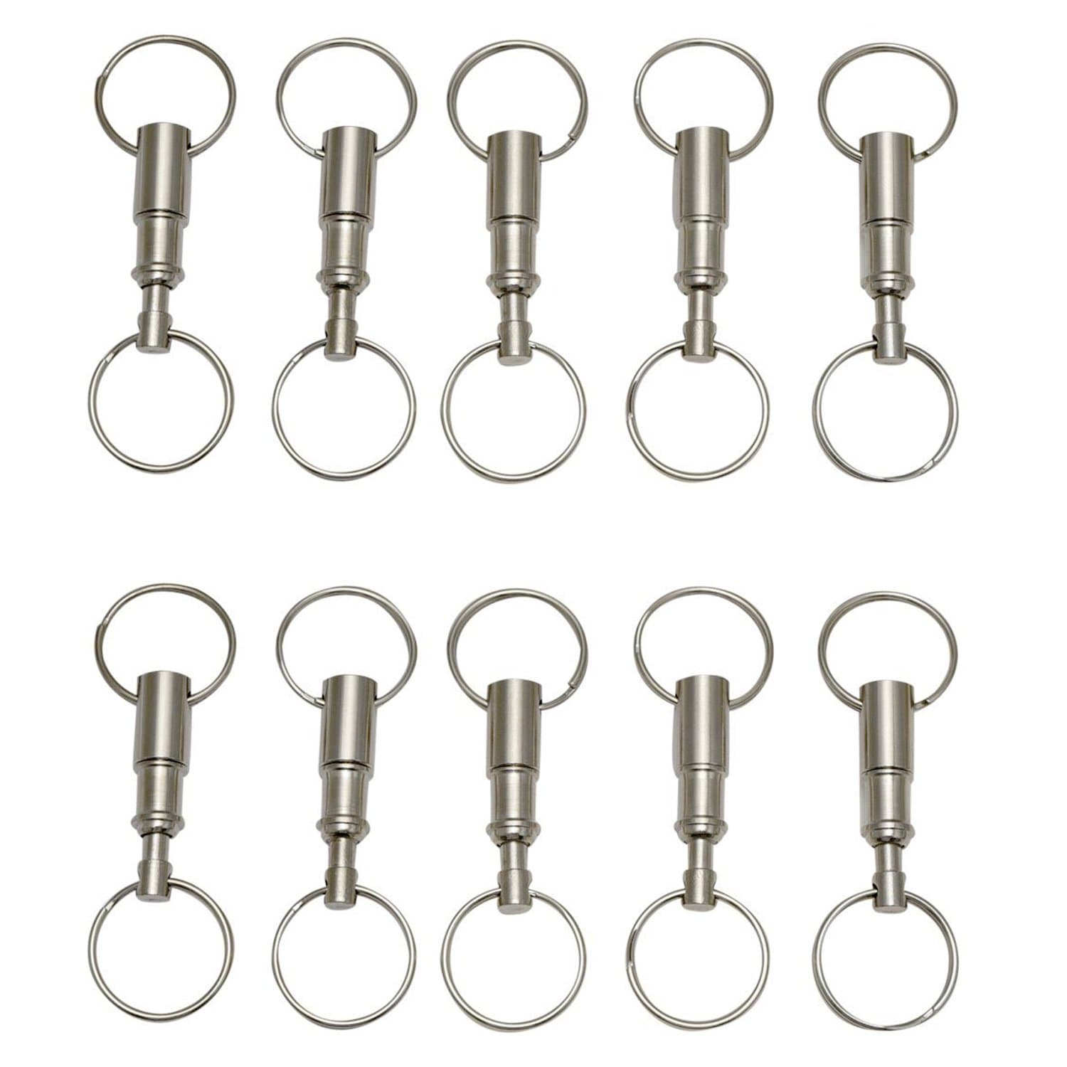 Honbay 10PCS Detachable Pull Apart Key Rings Keychains Heavy Duty Dual Key Ring Snap Lock Holder