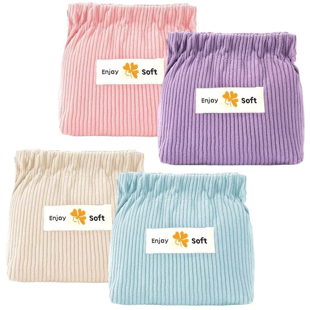 INOVERA (LABEL) 4 Pieces Small Makeup Pouch for Women's and Girls - Squeeze Open Portable Travel Cosmetic, Lipsticks, Coin Holder Pouches (Multicolor)