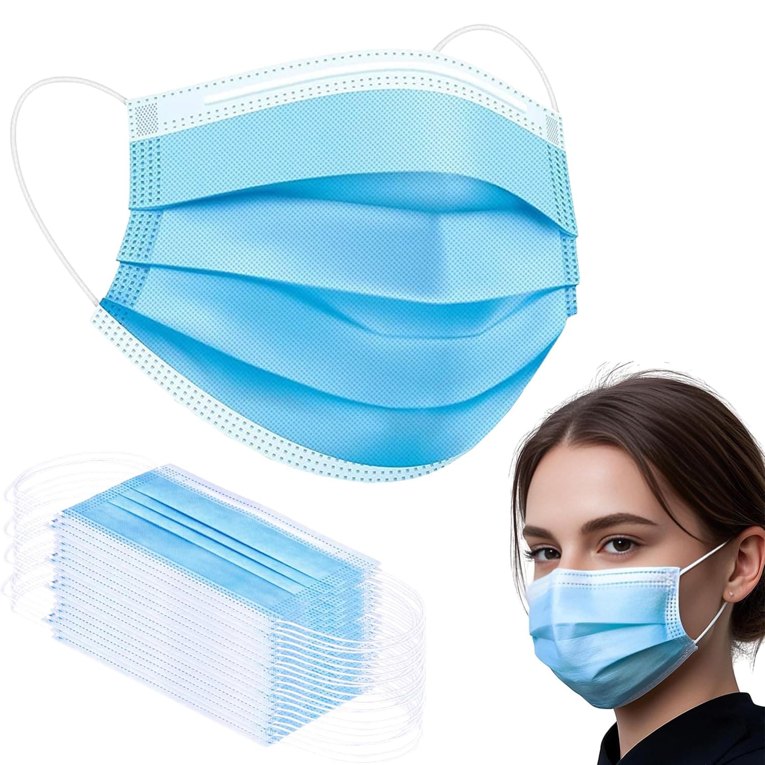 Yugan Soft Comfort Adjustable Face Mask with 3-Layer Filtration & Memory Nose Steel Bar, Disposable, Unisex, Ultimate Comfort and Secure Fit