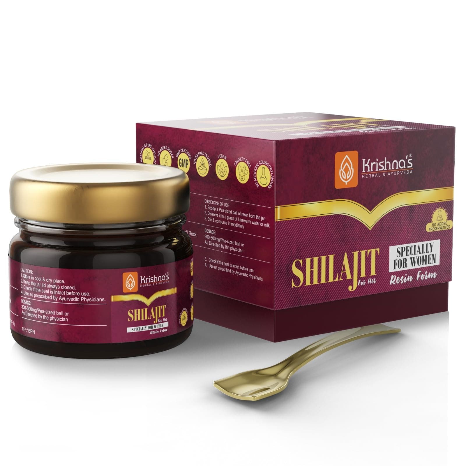KRISHNA'S HERBAL & AYURVEDA 100% Pure Shilajit Resin for Women's, Boost Performance, Energy, Stamina, Endurance, Strength & Overall Wellbeing - 20 gm (Pack of 1)