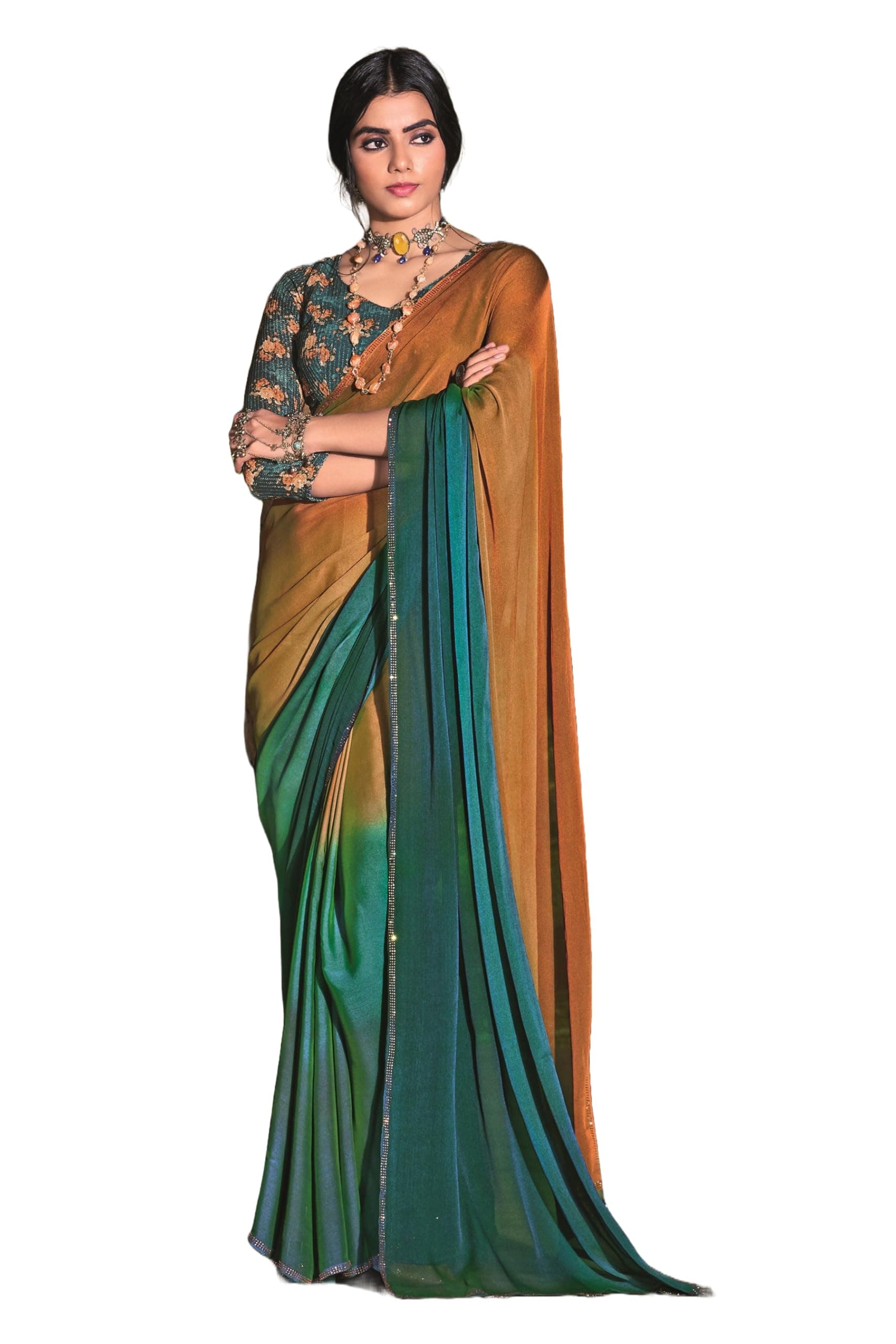 Pandadi Saree Women's Chiffon Saree With Unstitched Blouse Piece