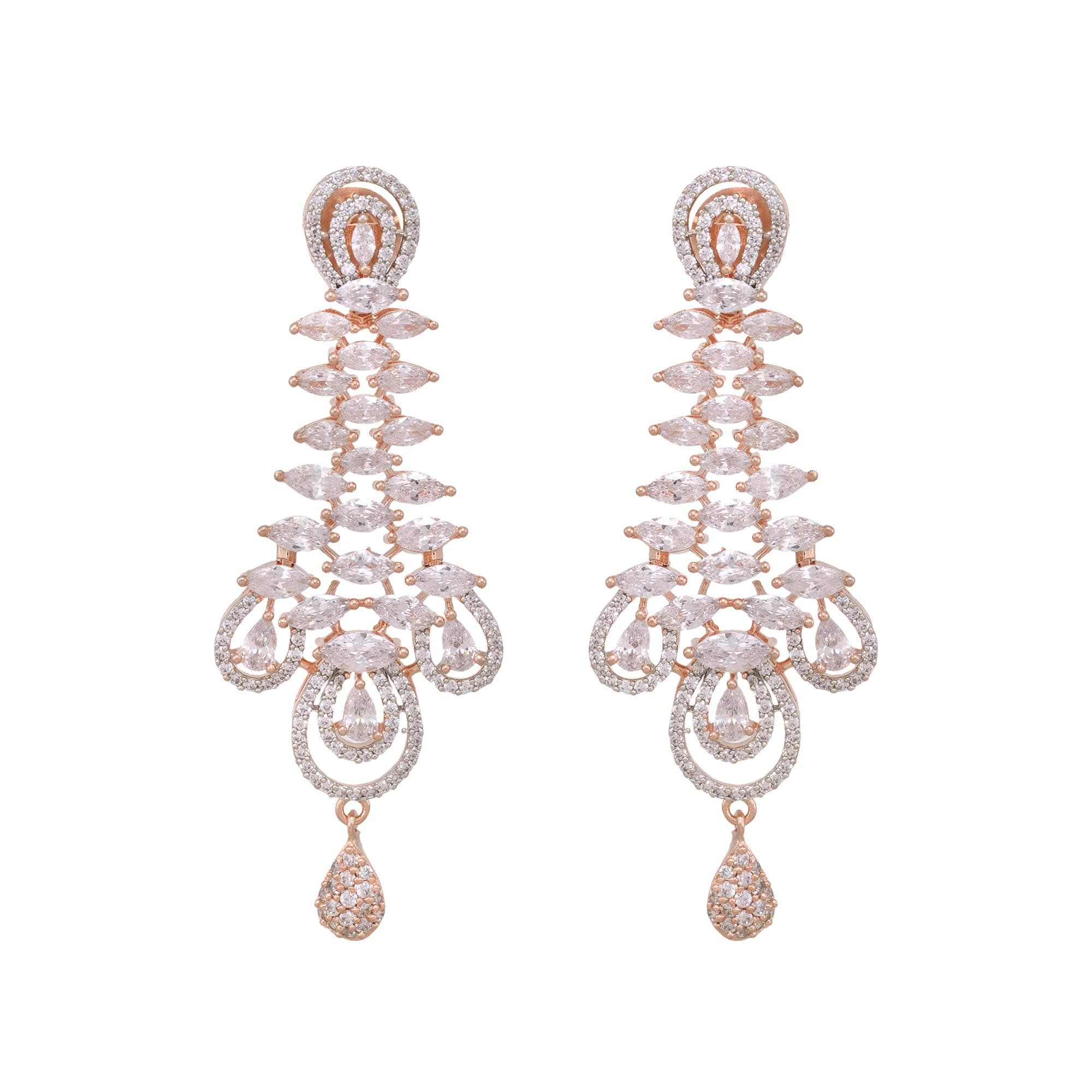 Saraf Rs Jewellery Rose Jhumka Earrings For Women - AD Studded Earrings - 6 cm
