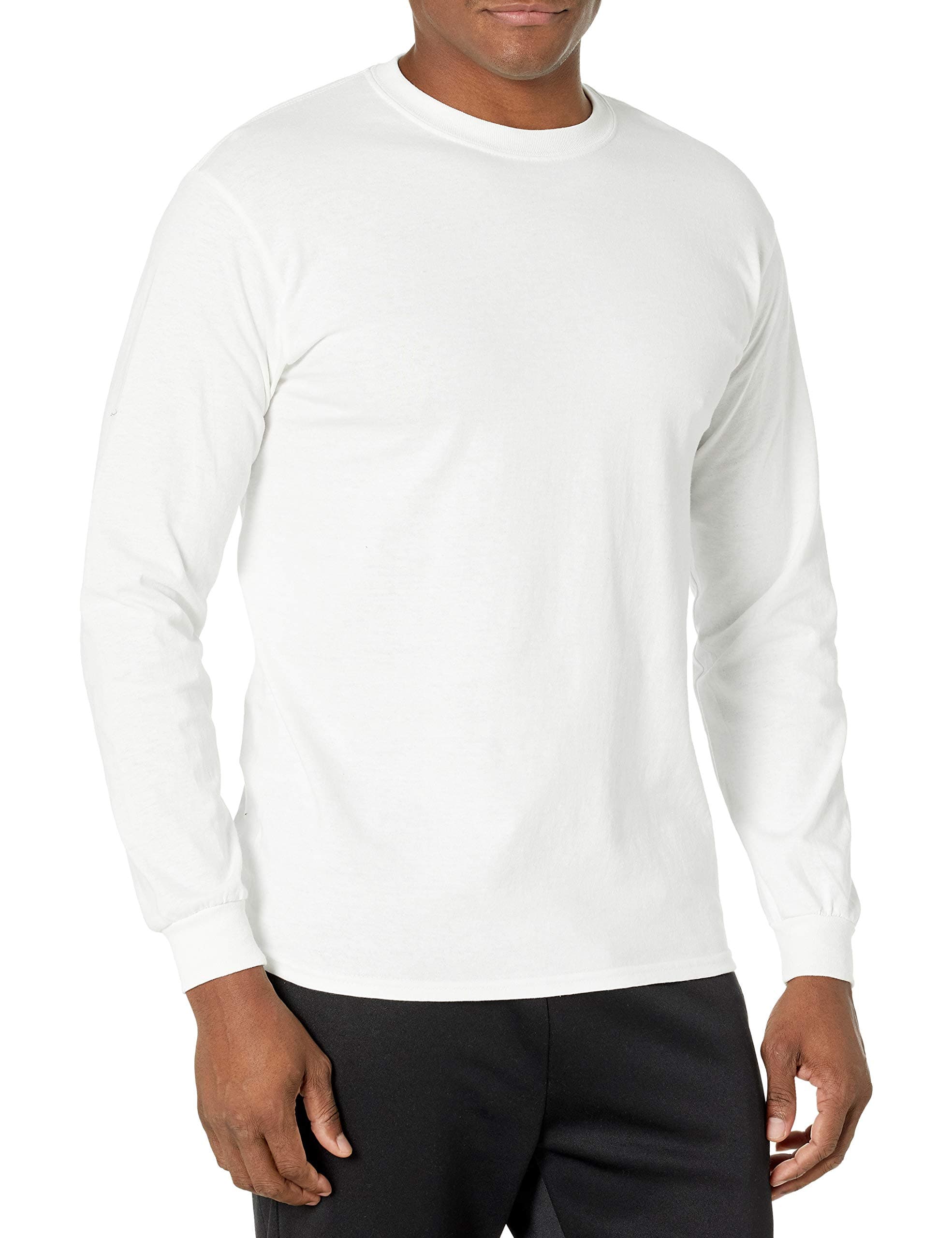 Gildan Men's Ultra Cotton Jersey Long Sleeve Tee, White, Large