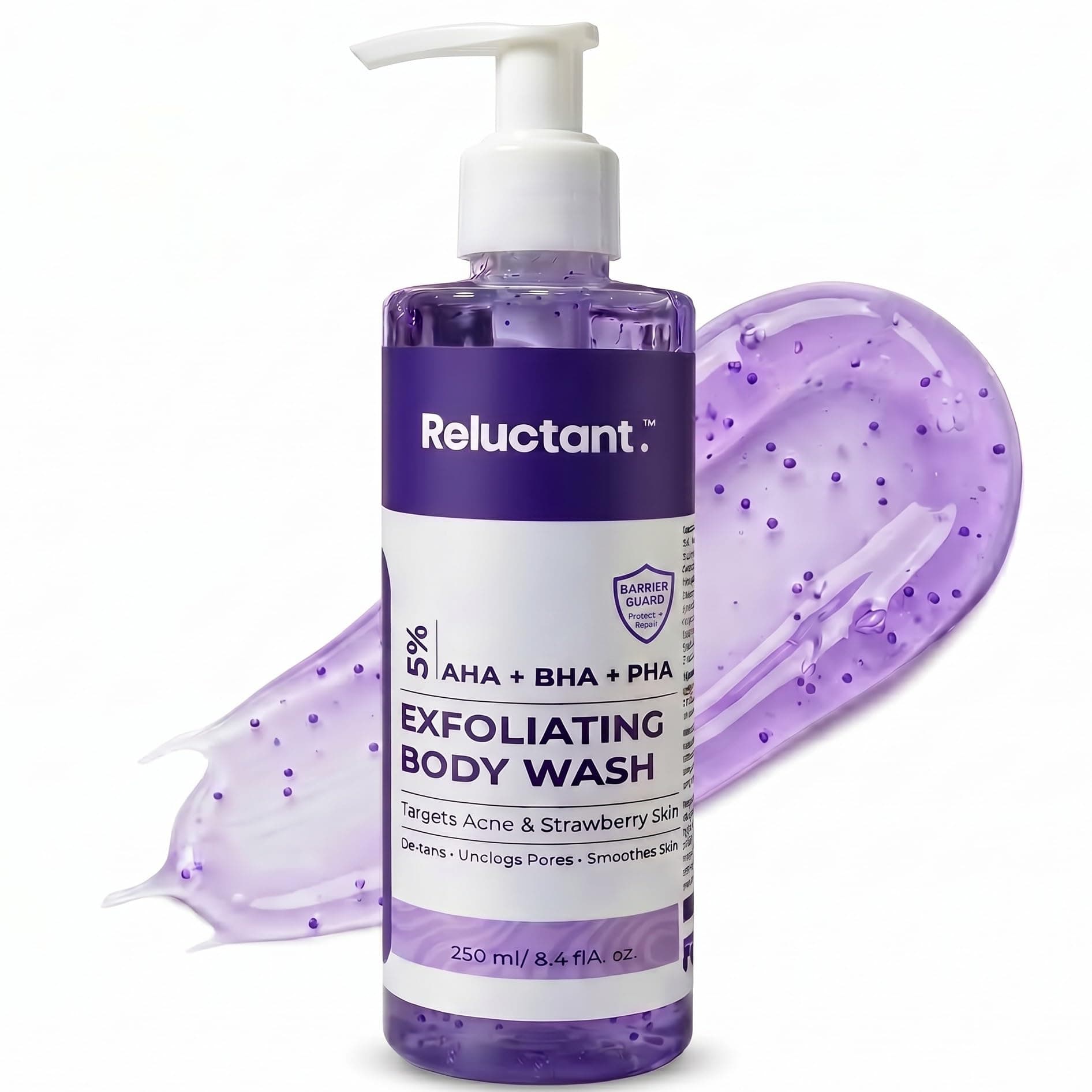 5% Dual PHA, Salicylic & Lactic Acid Barrier-Repair Detan Body Wash 250ml | Niacinamide & Gentle SCI | Bodywash for Women & Men | Hydrates & Protects Barrier, Clears Acne & Strawberry Legs, Reduces Dark Spots & Evens Tone | Shower Gel for Sensitive to Normal Skin