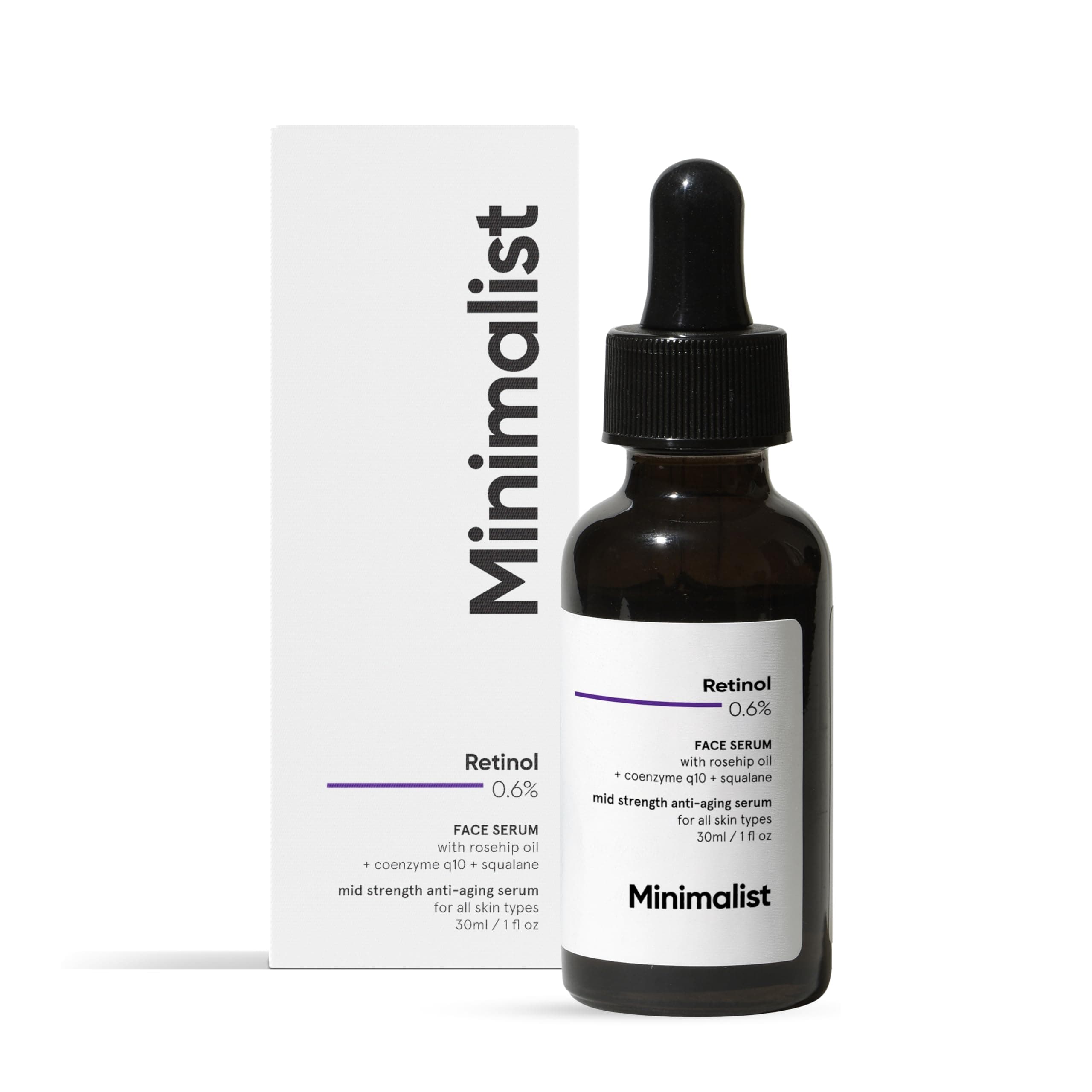 Minimalist Retinol 0.6% Mid-Strength Anti Aging Face Serum For Unisex, Reduces Fine Lines & Wrinkles, Medium Strength Retinol Formula (Pack Of 1)