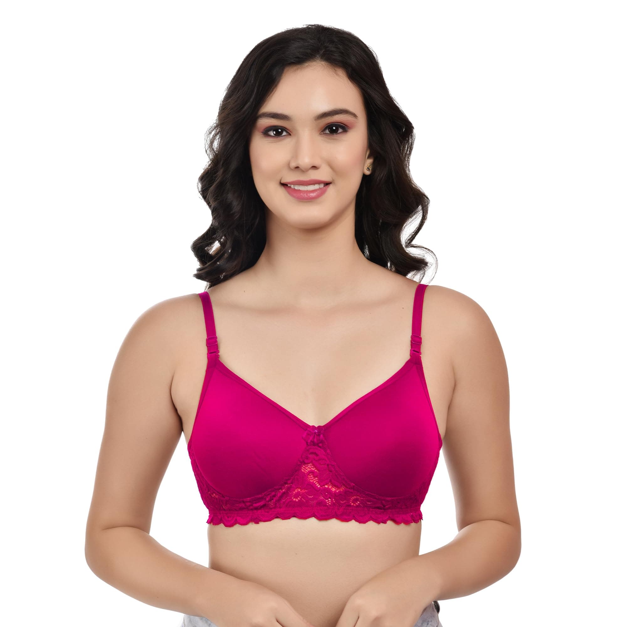 Boomshy Women's Cotton Padded Wirefree Bra Detachable Bra Combo Pack of 3