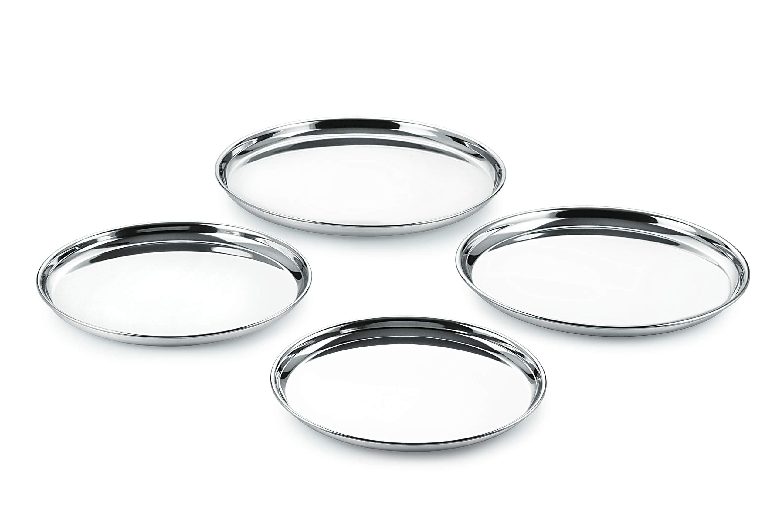 Neelam Stainless Steel 13 22G Plate Buffet, 30 cm, Silver, Set of 4