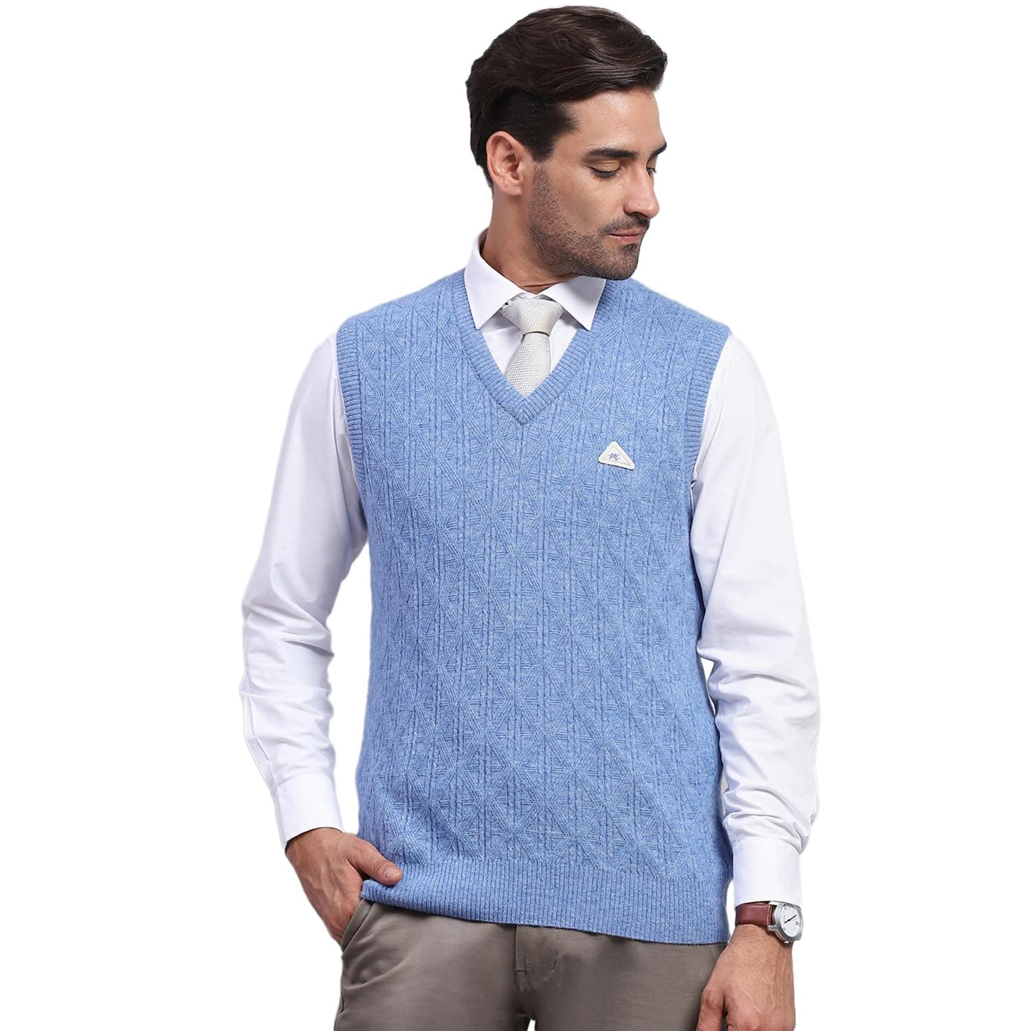 Monte Carlo Mens Self Design V Neck Sleeveless Sweater (1243119SL)