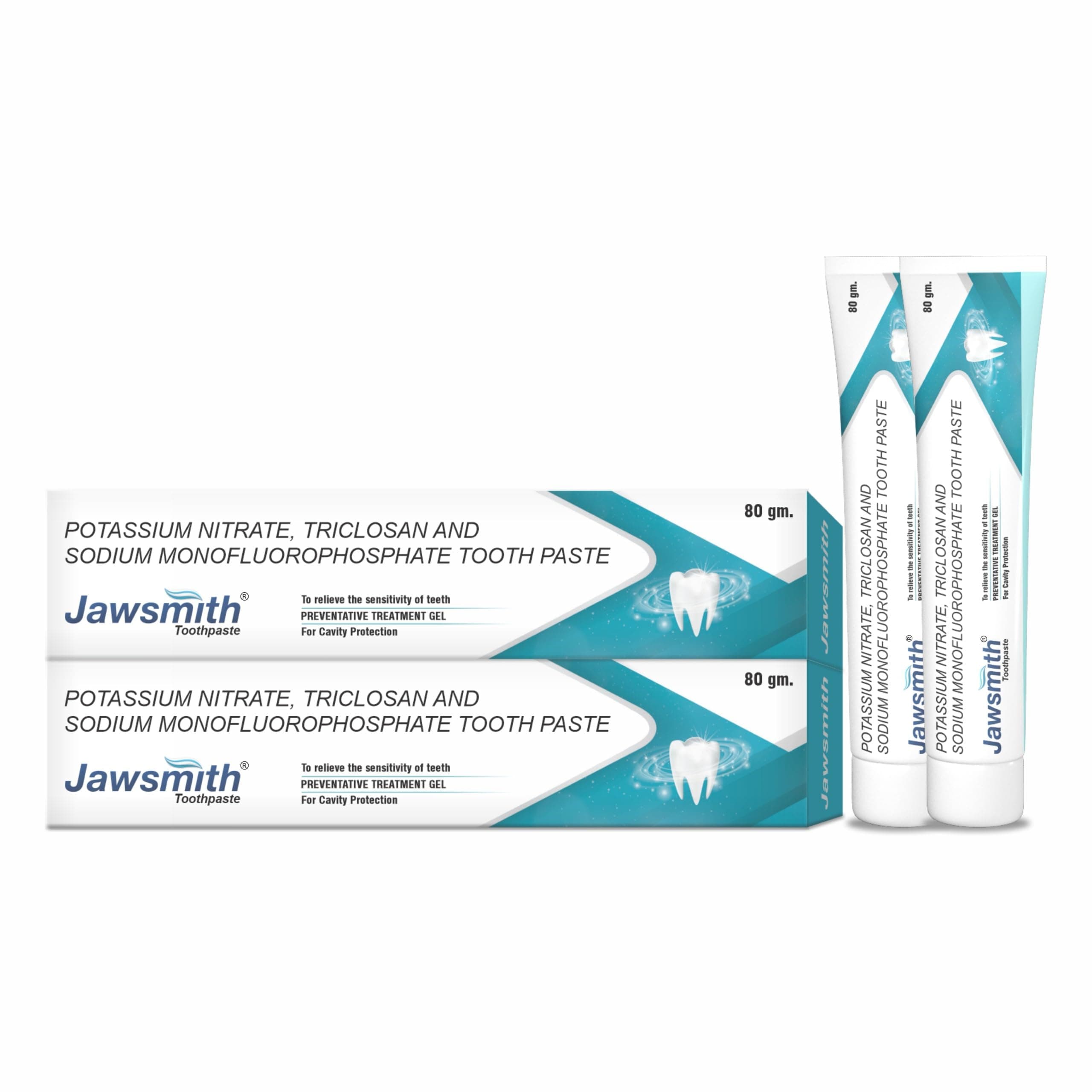 Jawsmith Anticavity Toothpaste (Pack of 2) - Sensitivity Relief, Cavity Protection, and Enamel Strengthening - 80g Each