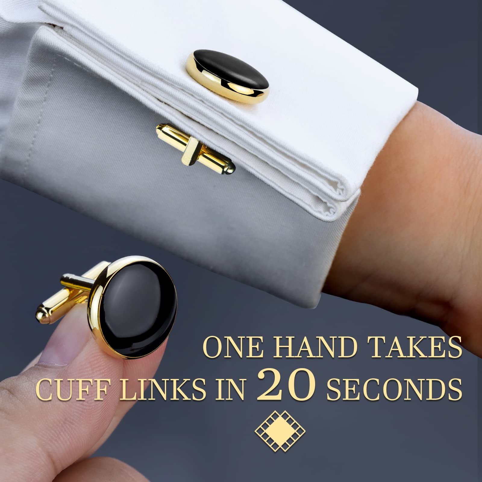 HAWSON Classy Man Tuxedo Shirt Studs Cufflinks Set for Wedding Business Gold
