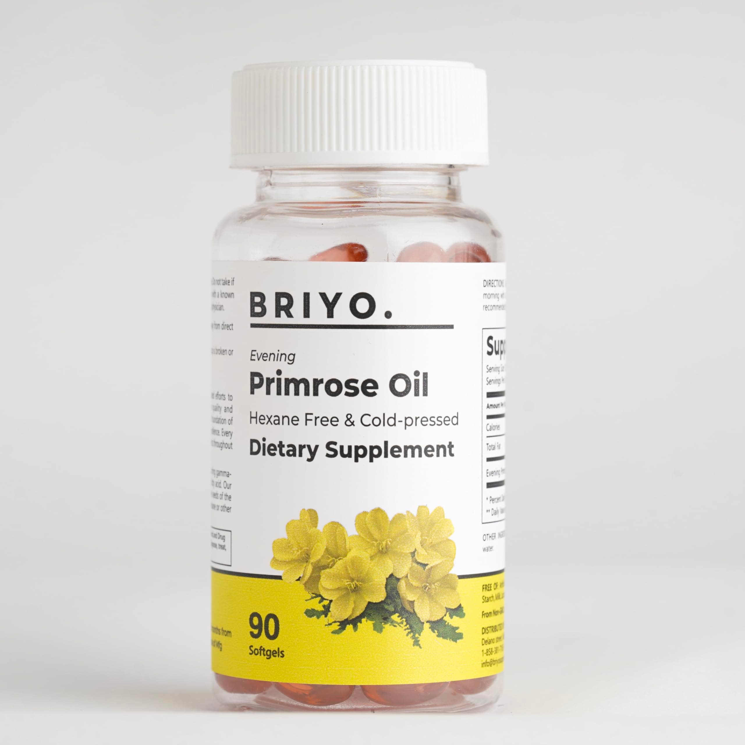 Briyo Primrose oil 500 mg (Natural source of GLA) - 60 Capsules to help promote women Health