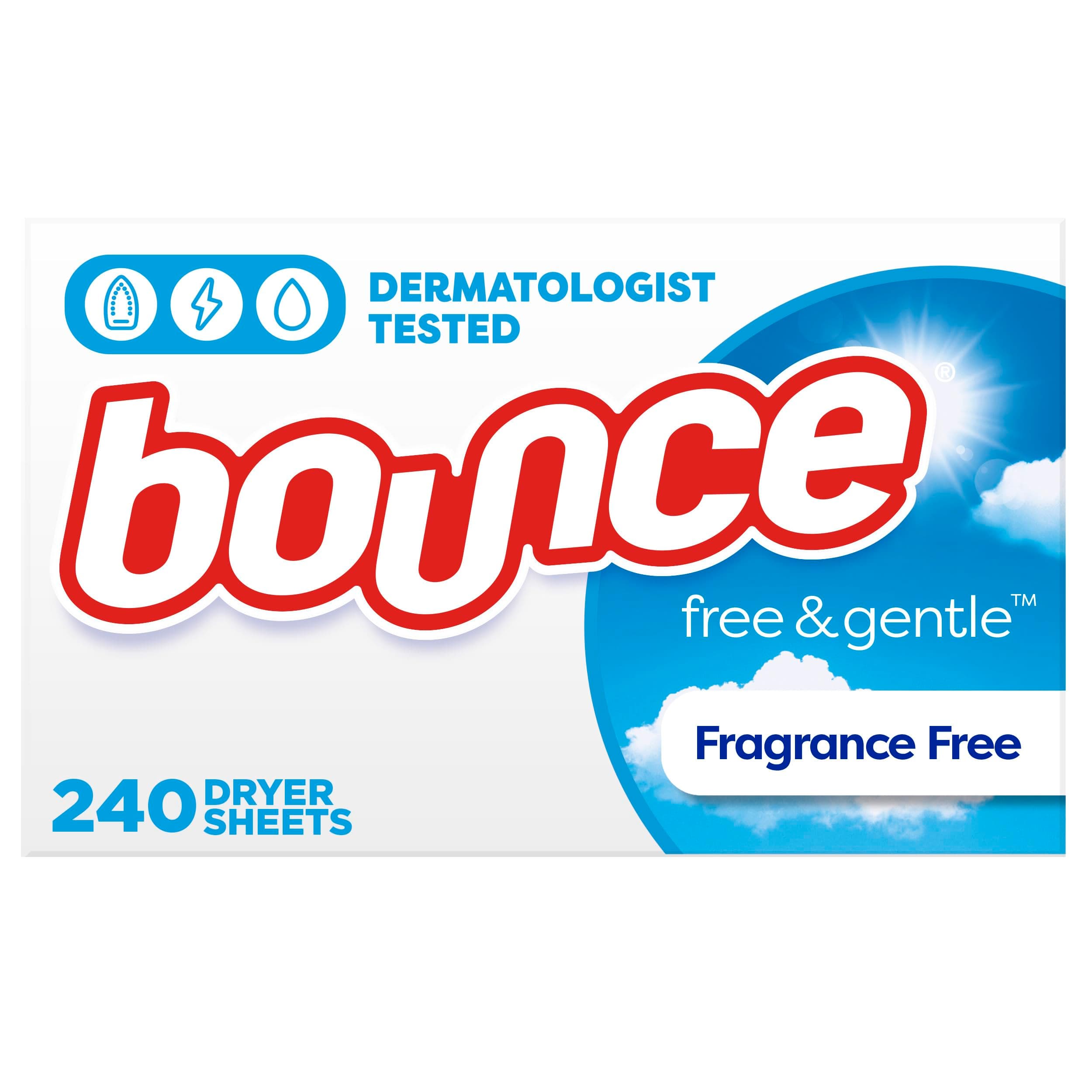 Bounce Fabric Softener Sheets, Free & Gentle, 240 Count