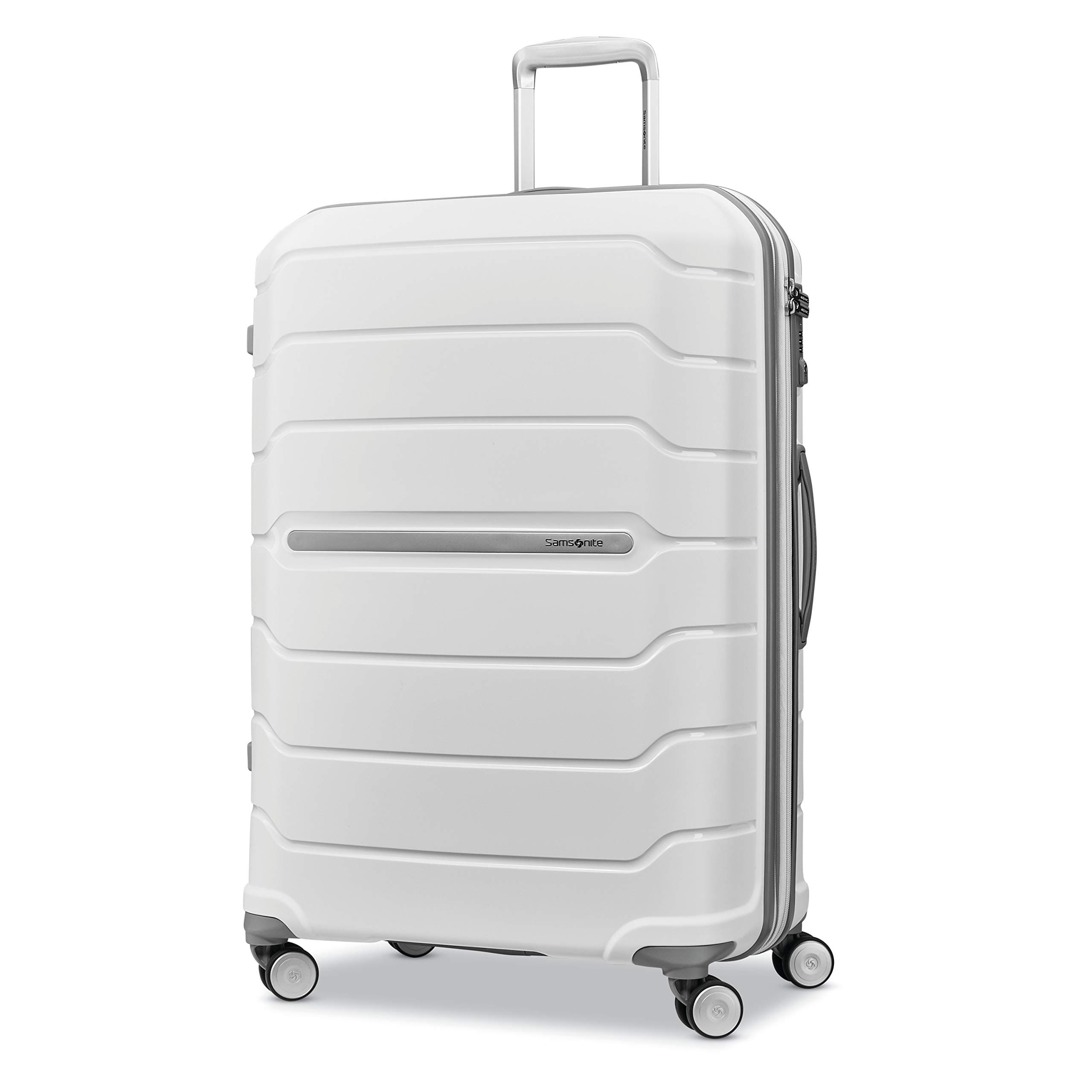 Samsonite Freeform Hardside Expandable with Double Spinner Wheels, White, Checked-Large Spinner, Freeform Hardside Expandable Luggage