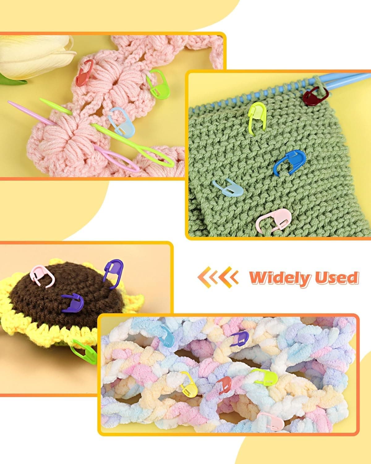 Gemsy | 25 Crochet Pin | 5 Plastic Needle | for Hand Sewing Material Combo