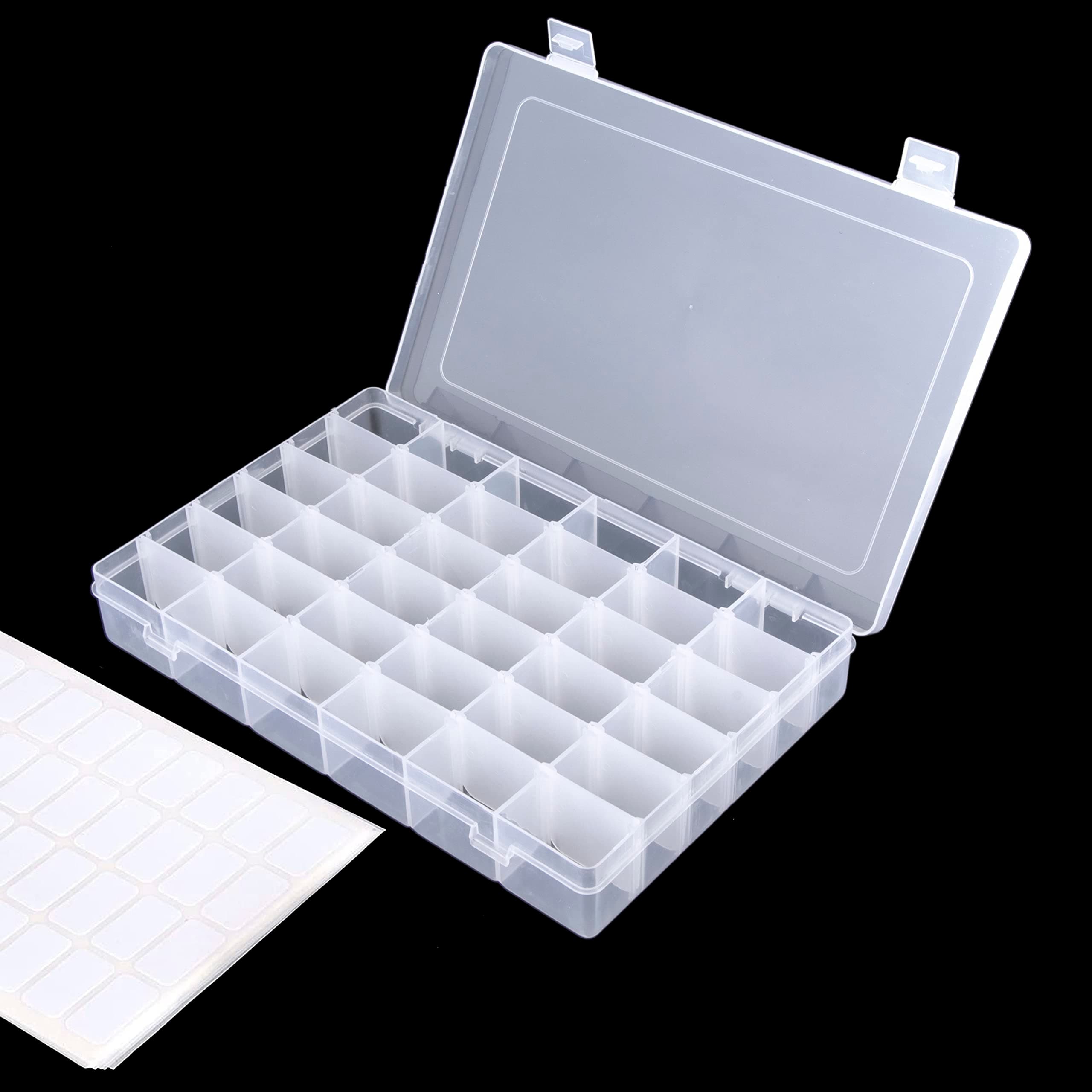 Snowkingdom Transparent Plastic Grid Box Storage Organizer for Display Collection with Adjustable Dividers - 36 Clear Grids 10.8x7.0x1.8 Ideal for Beads Earrings Jewel Crafts Collection,Rectangular