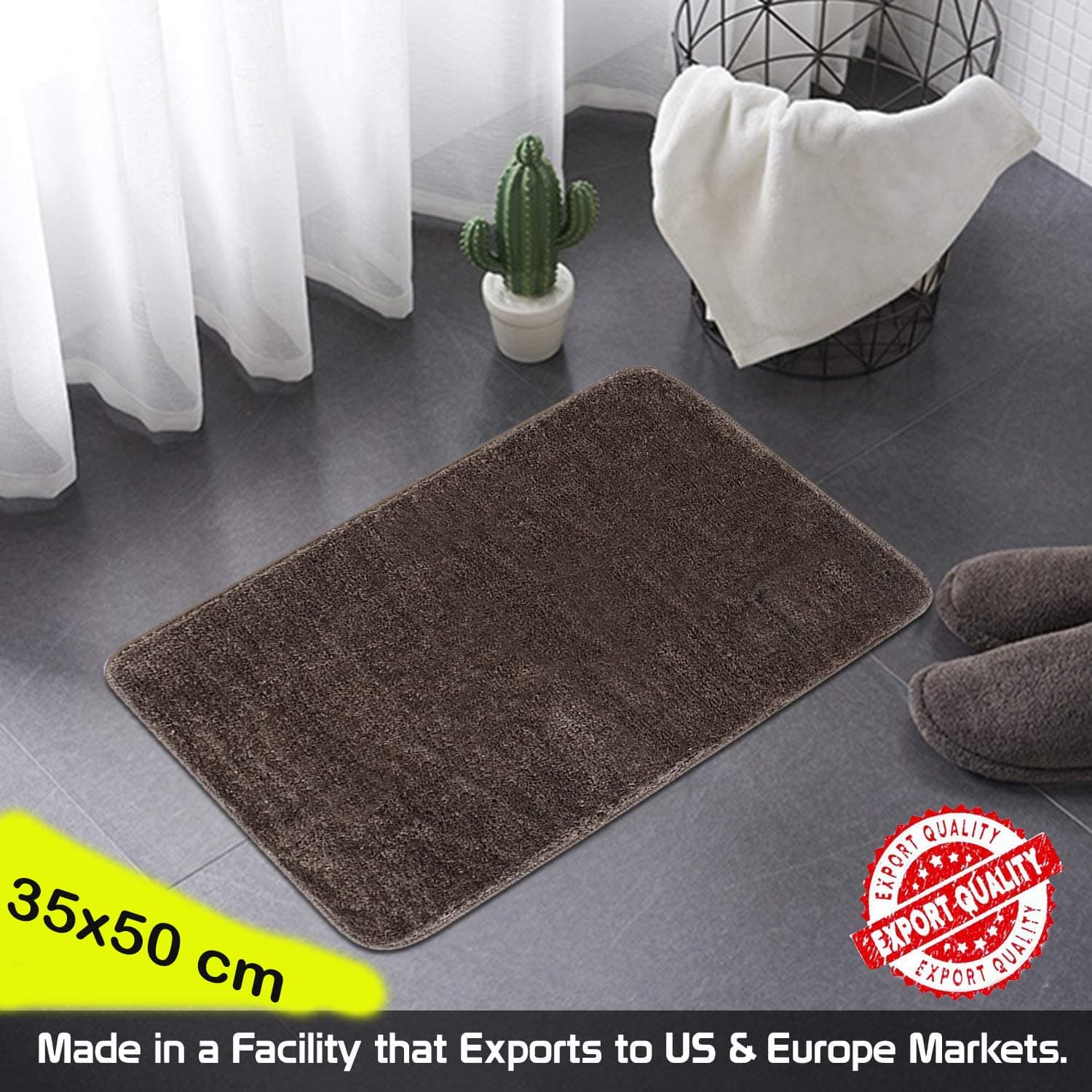 MAA HOME CONCEPT (35X50cm Solid 1500 GSM A42 Microfiber Bath Mat Super Absorbent/Anti-Skid Mats for Bathroom/Bedroom/Door Mat/Kitchen/Floor Mat (Brown)