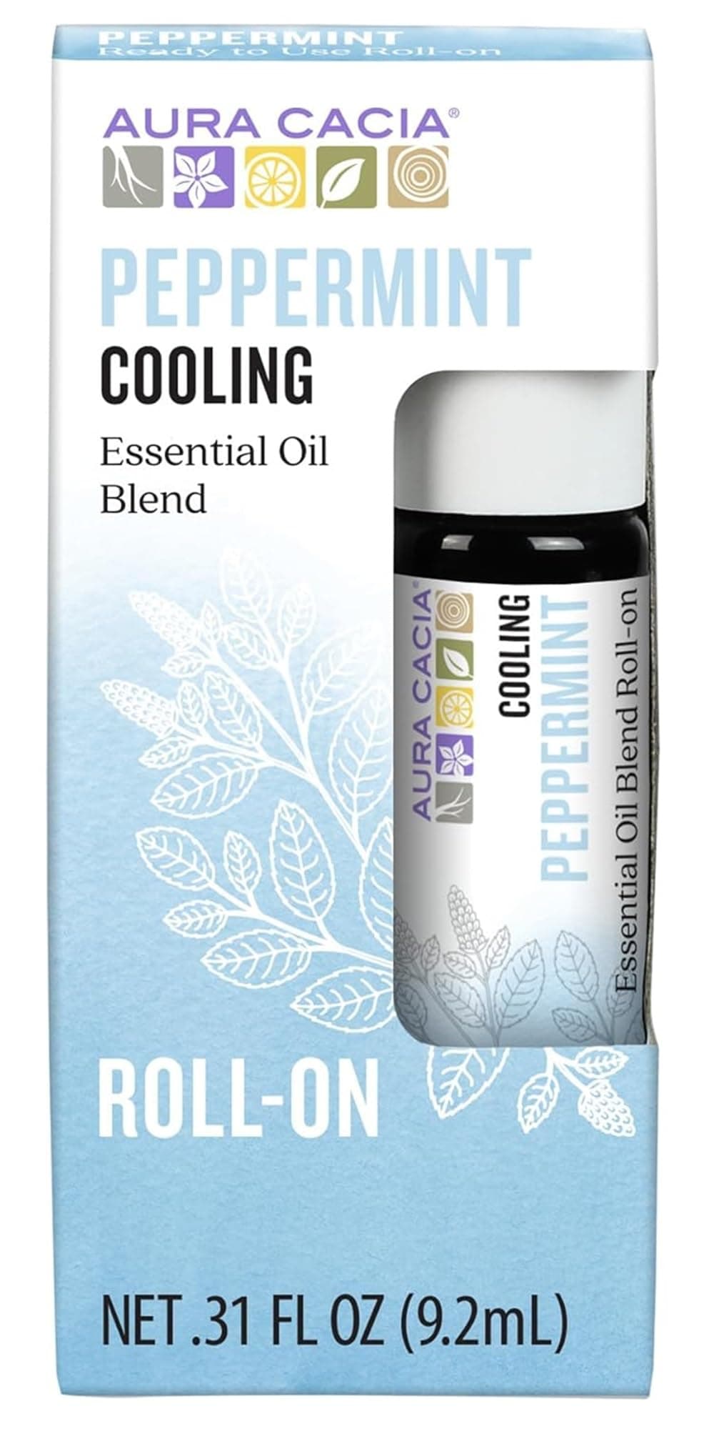 Aura Cacia Roll-On Essential Oil Blend, Peppermint, 0.31 Ounce (Pack of 12)