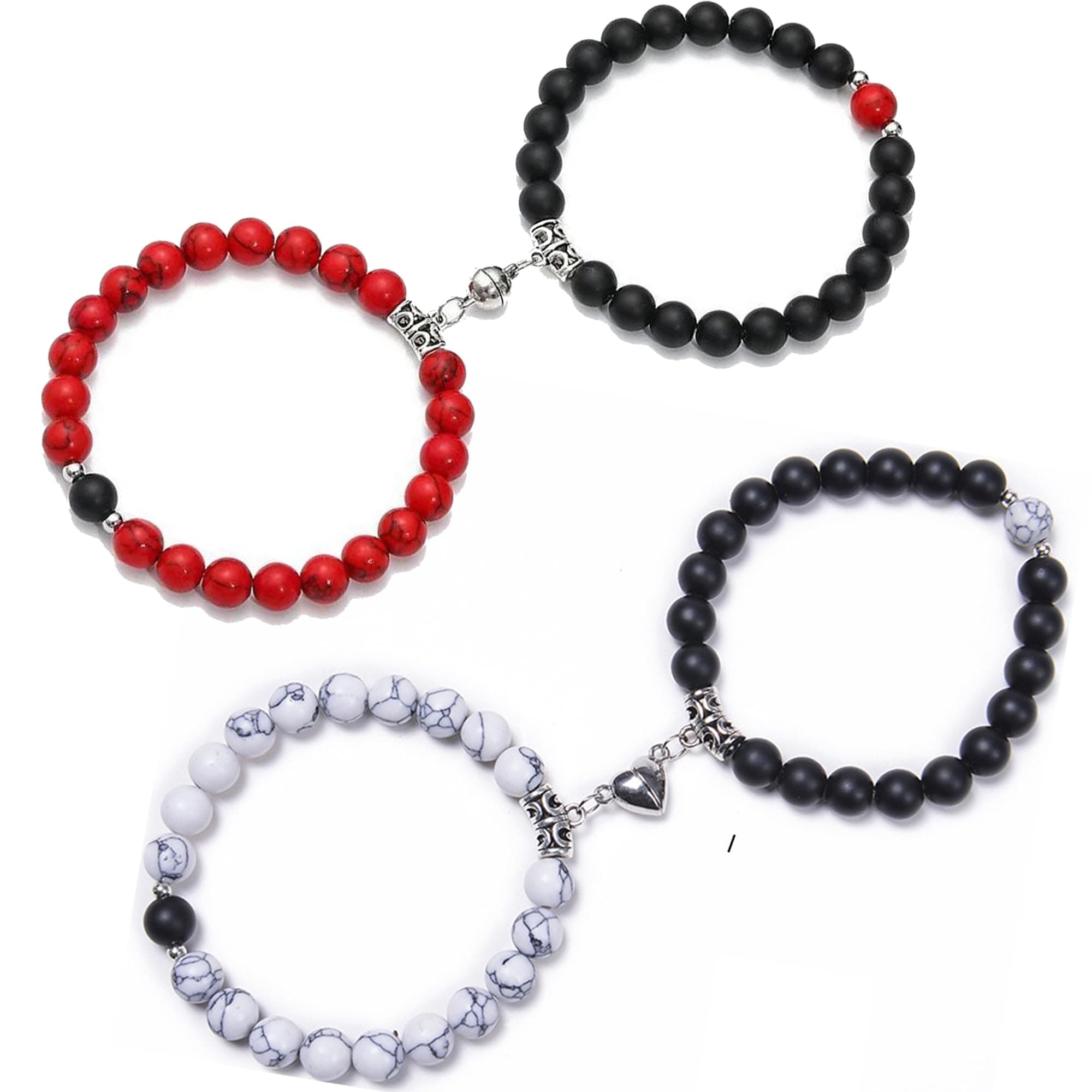 Fashion Frill Stylish Couple Bracelet For Women Men Beads Magnetic Couple Bracelets For Women Men Boys Friendship Band Wrist wear Bracelet Set Pack of 2