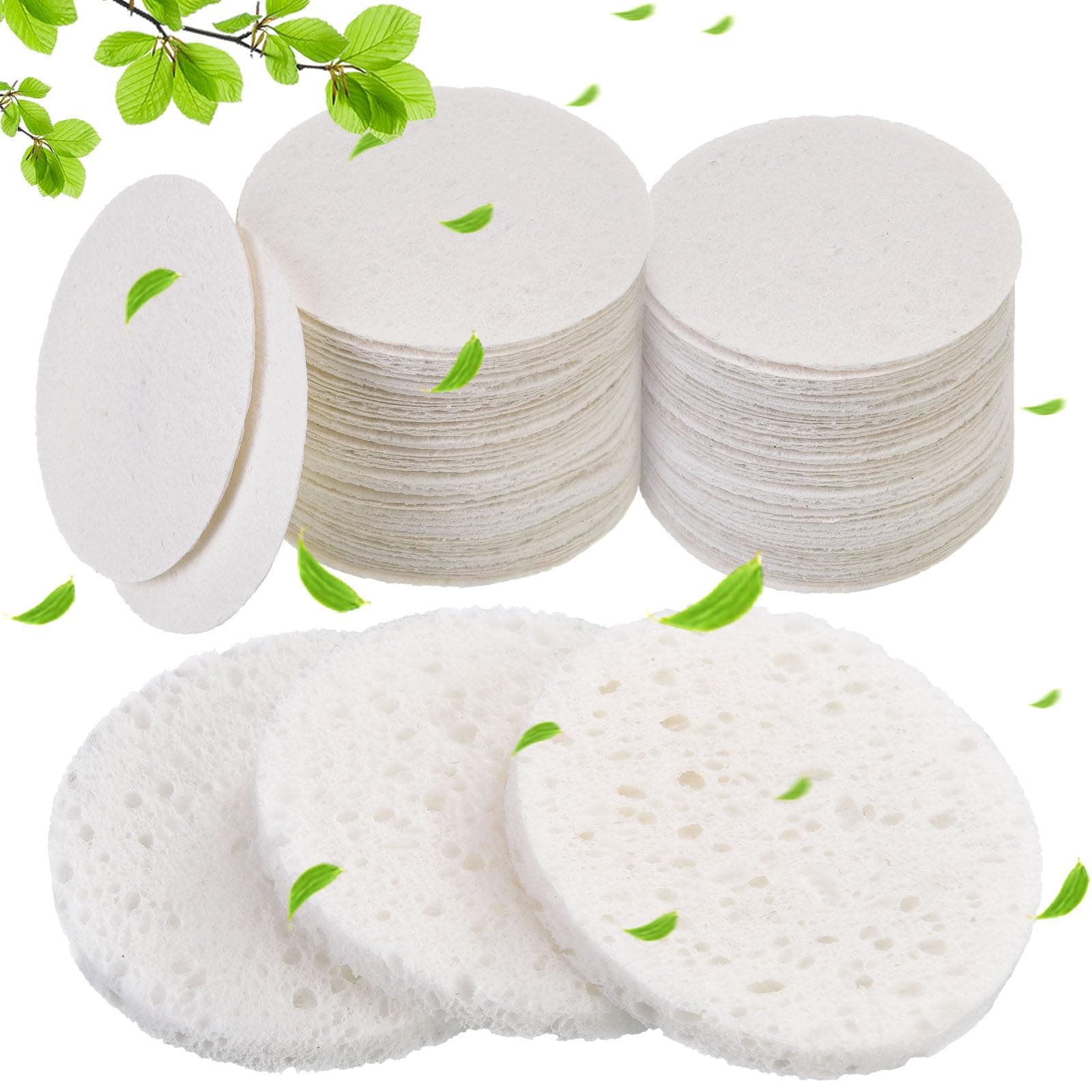 60 Count Facial Sponges Compressed Face Sponge Natural Cleaning Sponge for Facial Cleansing, Exfoliating Mask, Makeup Removal (White)